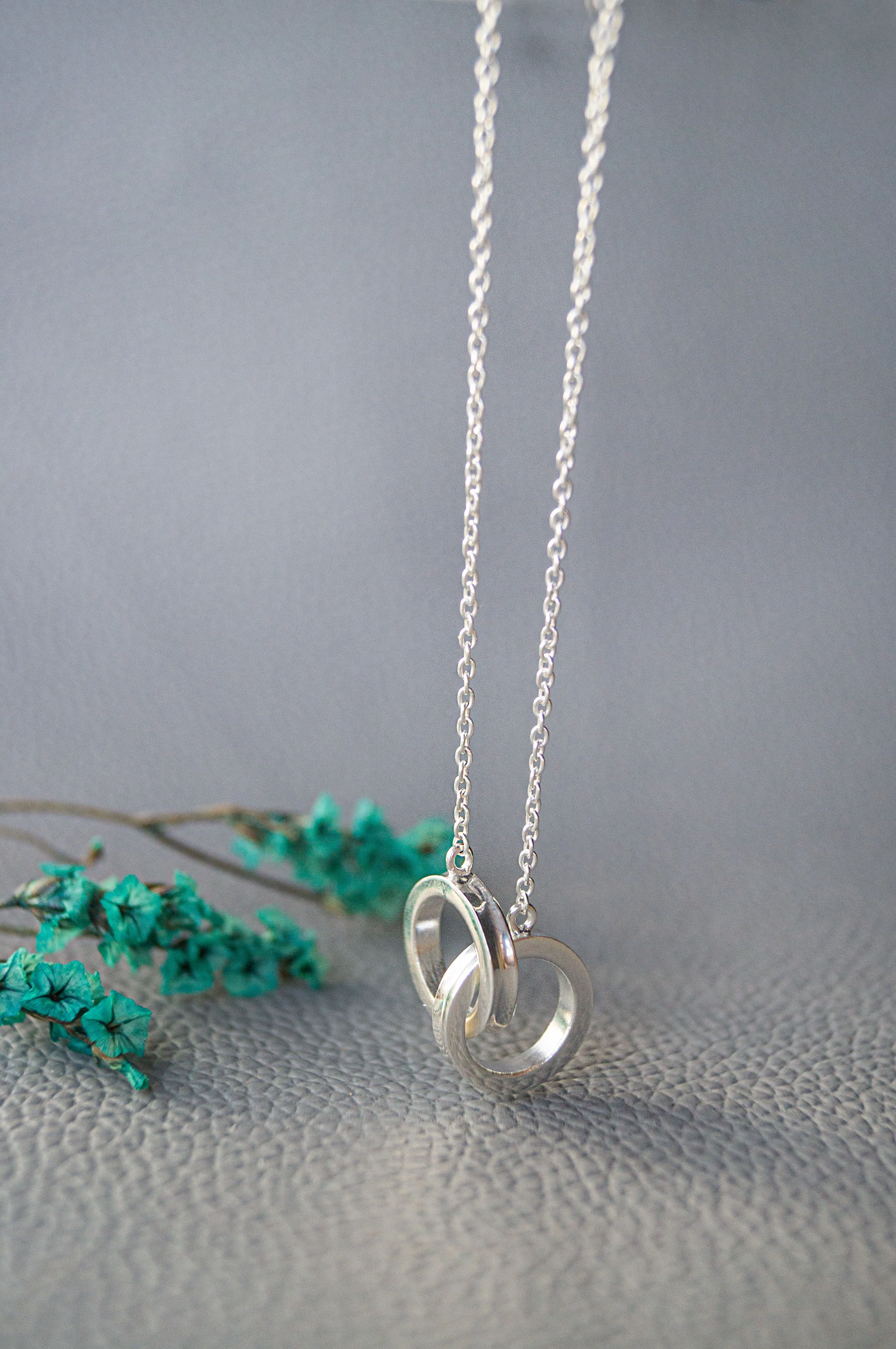 Entangled Circles Sterling Silver Chain Necklace