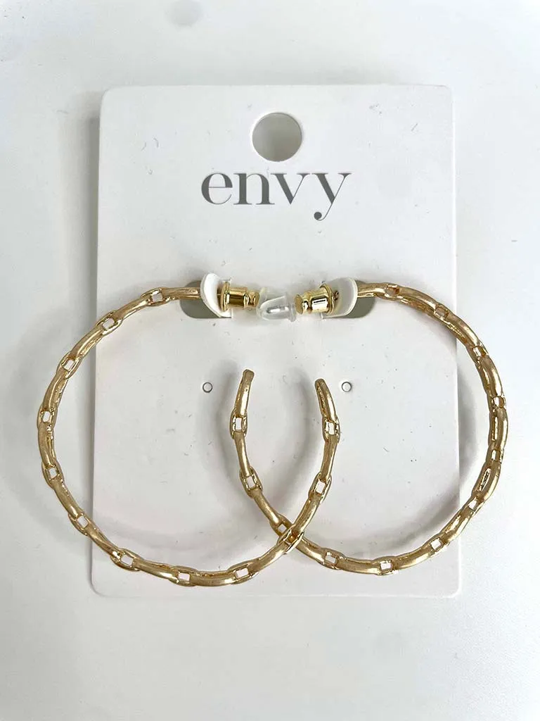 Envy Chain Link Hoop Earrings - Gold