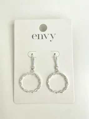 Envy Embellished Hoop Earrings - Silver