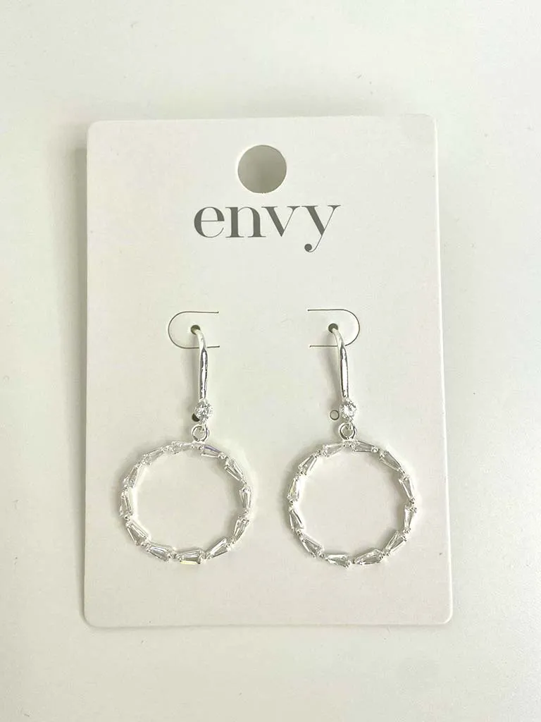 Envy Embellished Hoop Earrings - Silver