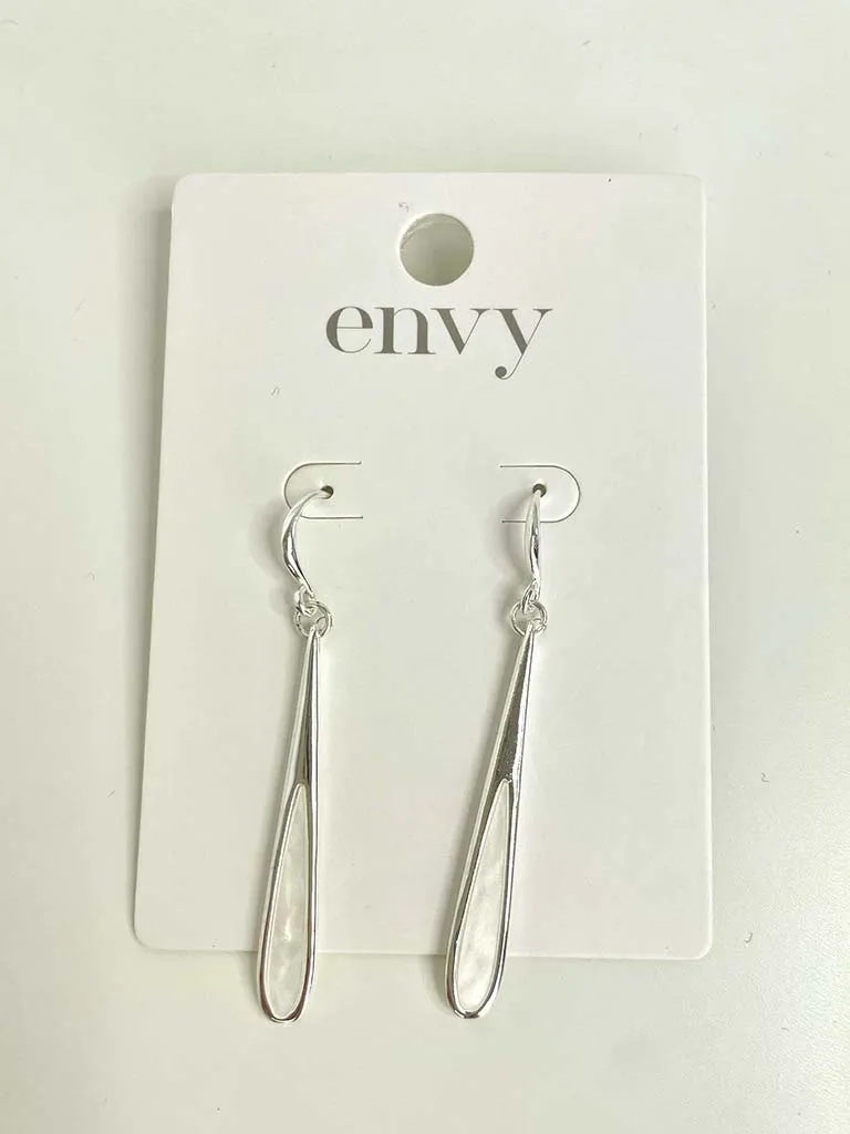 Envy Pearlescent Teardrop Earrings - Silver