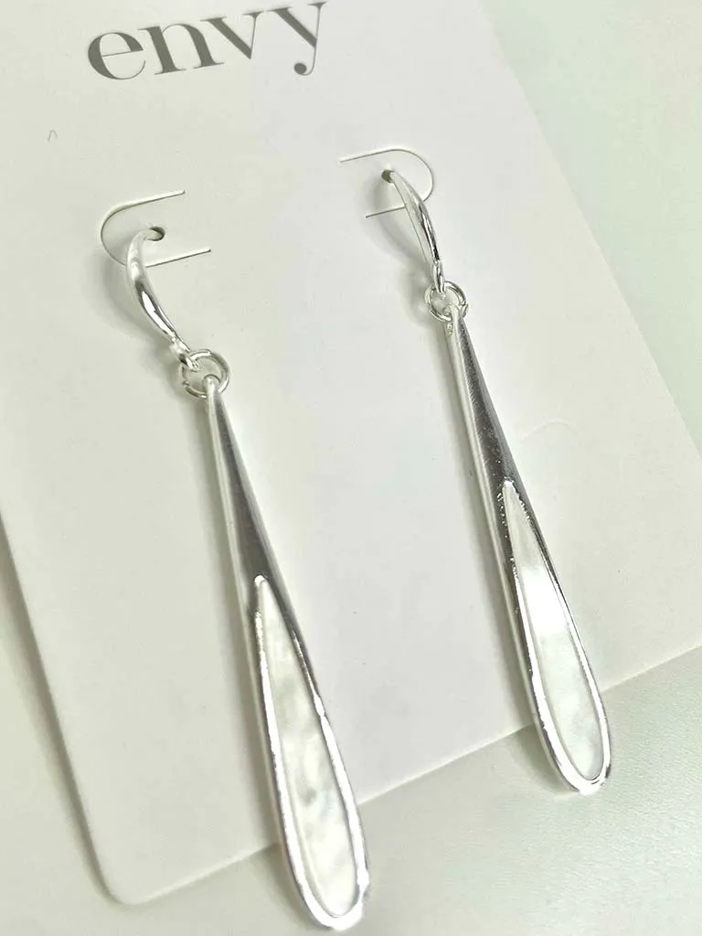 Envy Pearlescent Teardrop Earrings - Silver