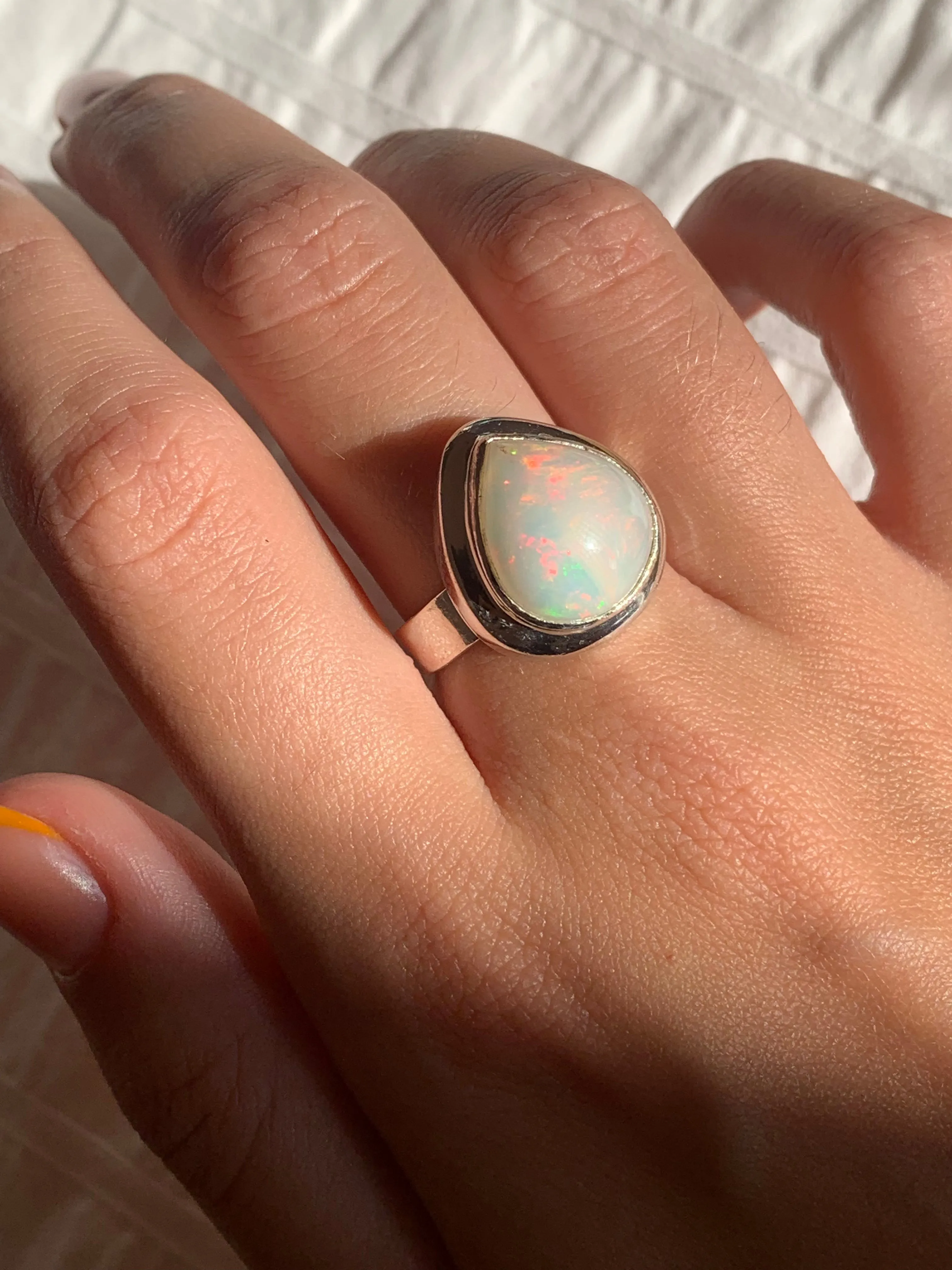 Ethiopian Welo Opal Ansley Ring - Chunky Drop (US 7)