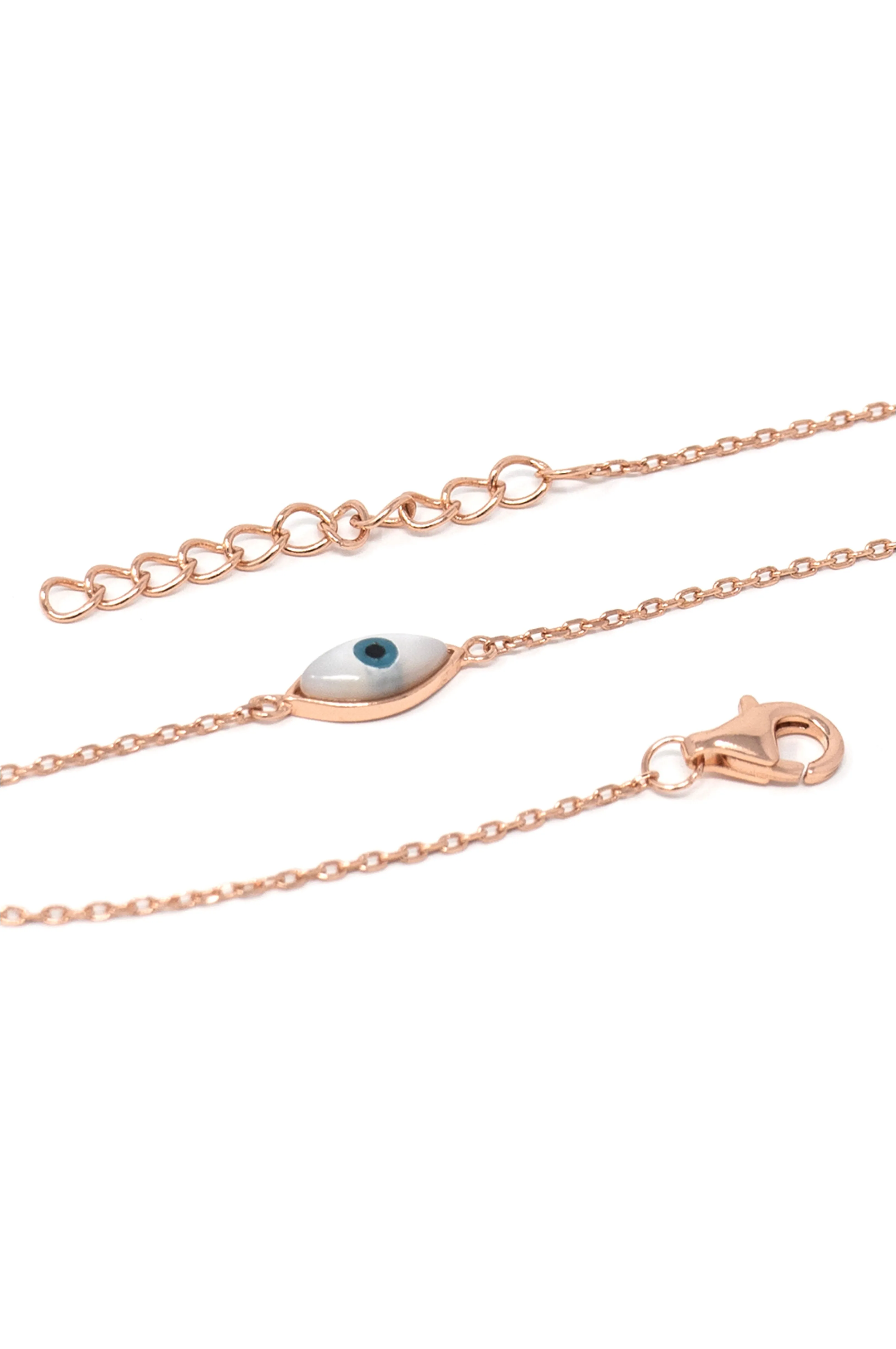 Evil Eye Rose Gold Plated Sterling Silver Chain Bracelet