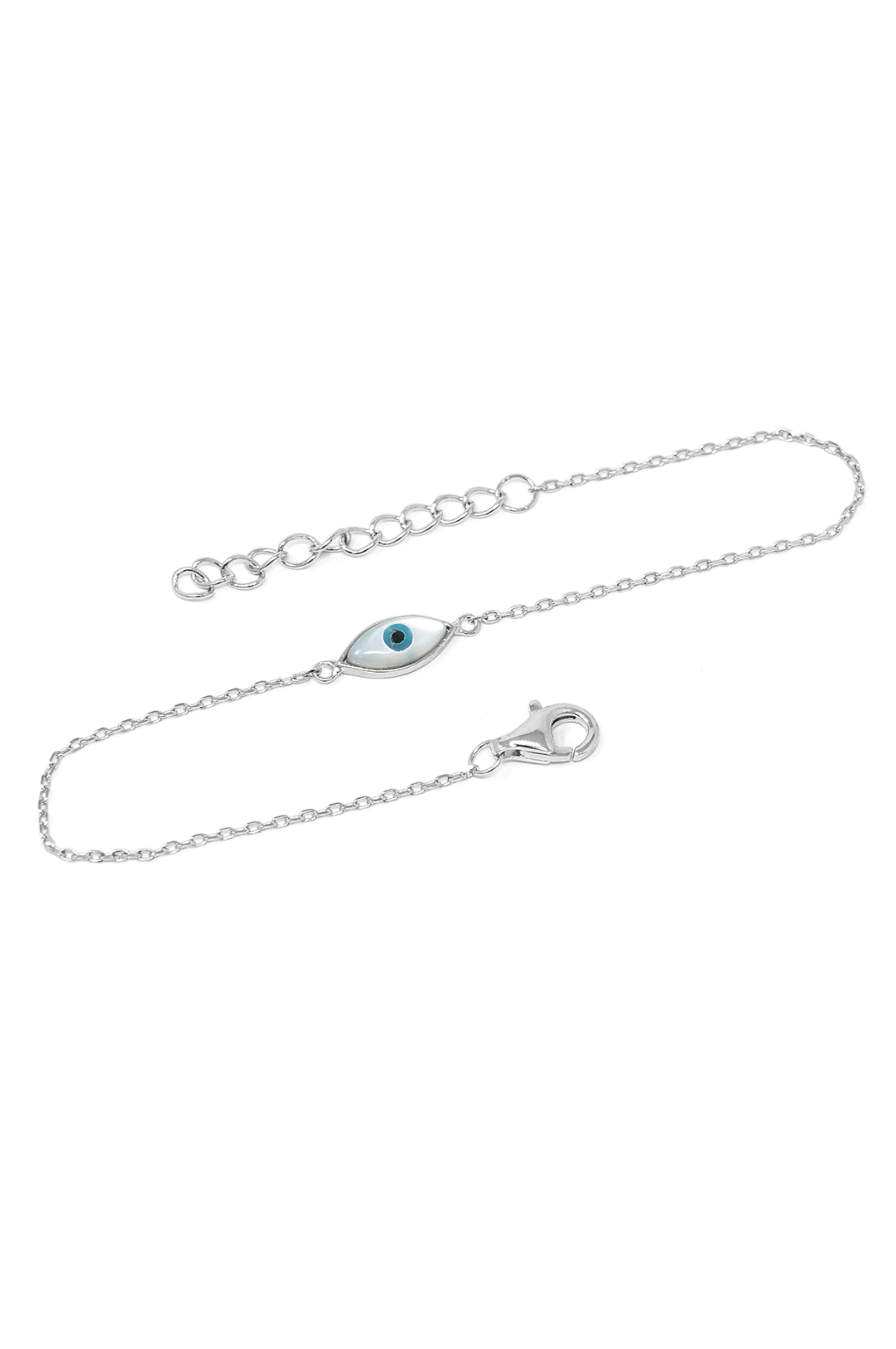 Evil Eye Rose Gold Plated Sterling Silver Chain Bracelet