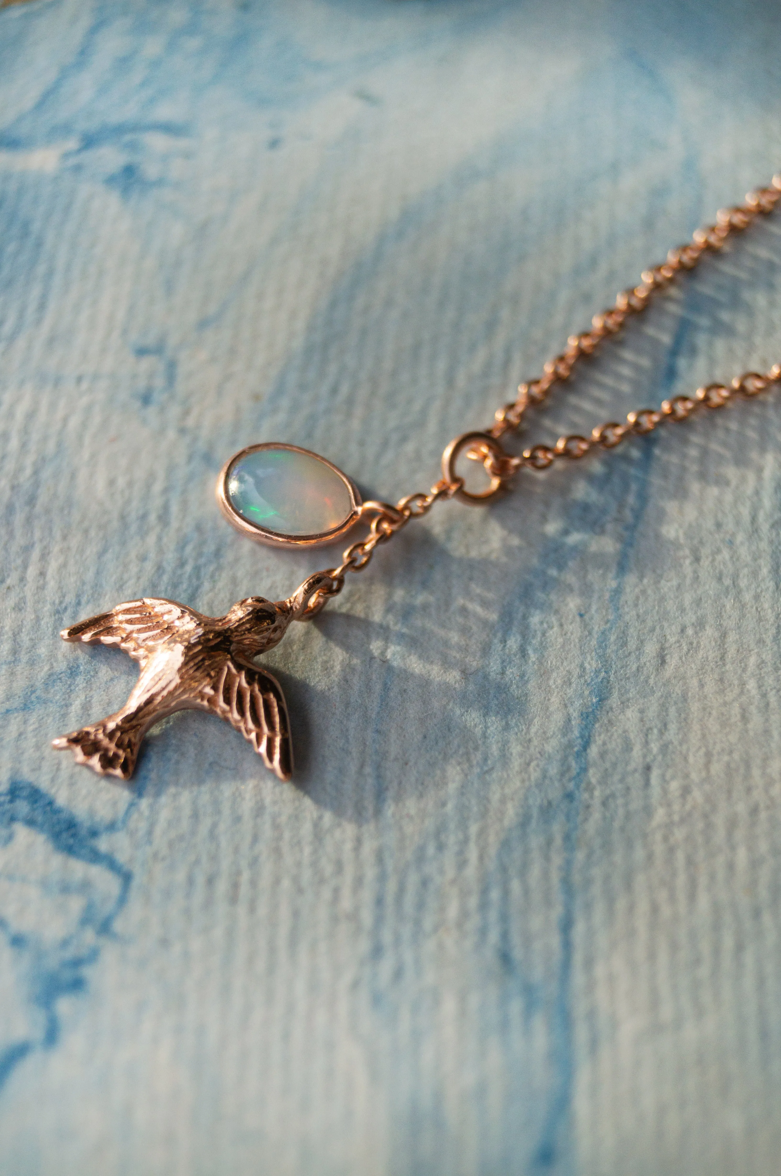 Fly Free Birdie Rose Gold Plated Statement Sterling Silver Pendant Necklace