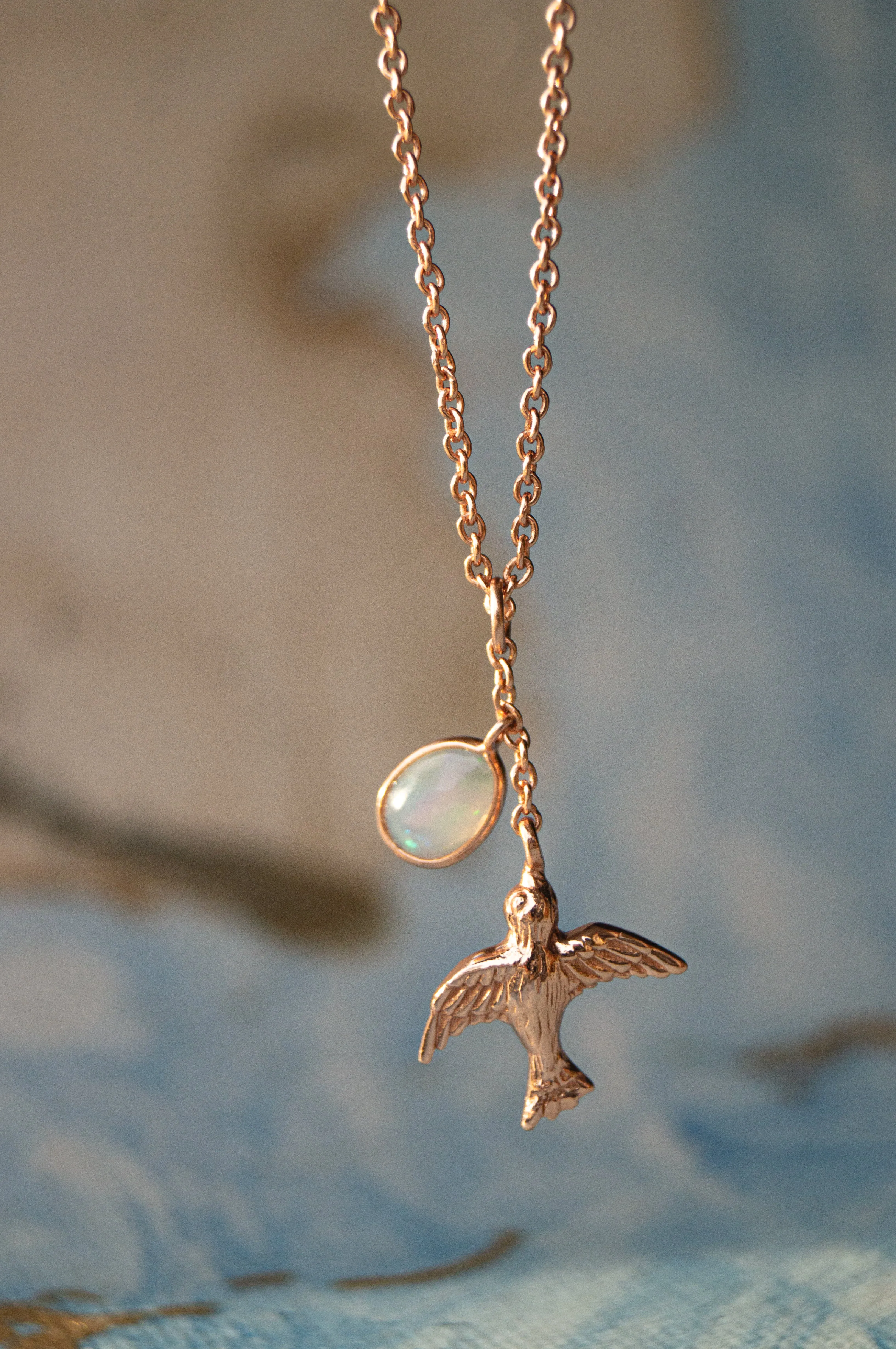 Fly Free Birdie Rose Gold Plated Statement Sterling Silver Pendant Necklace