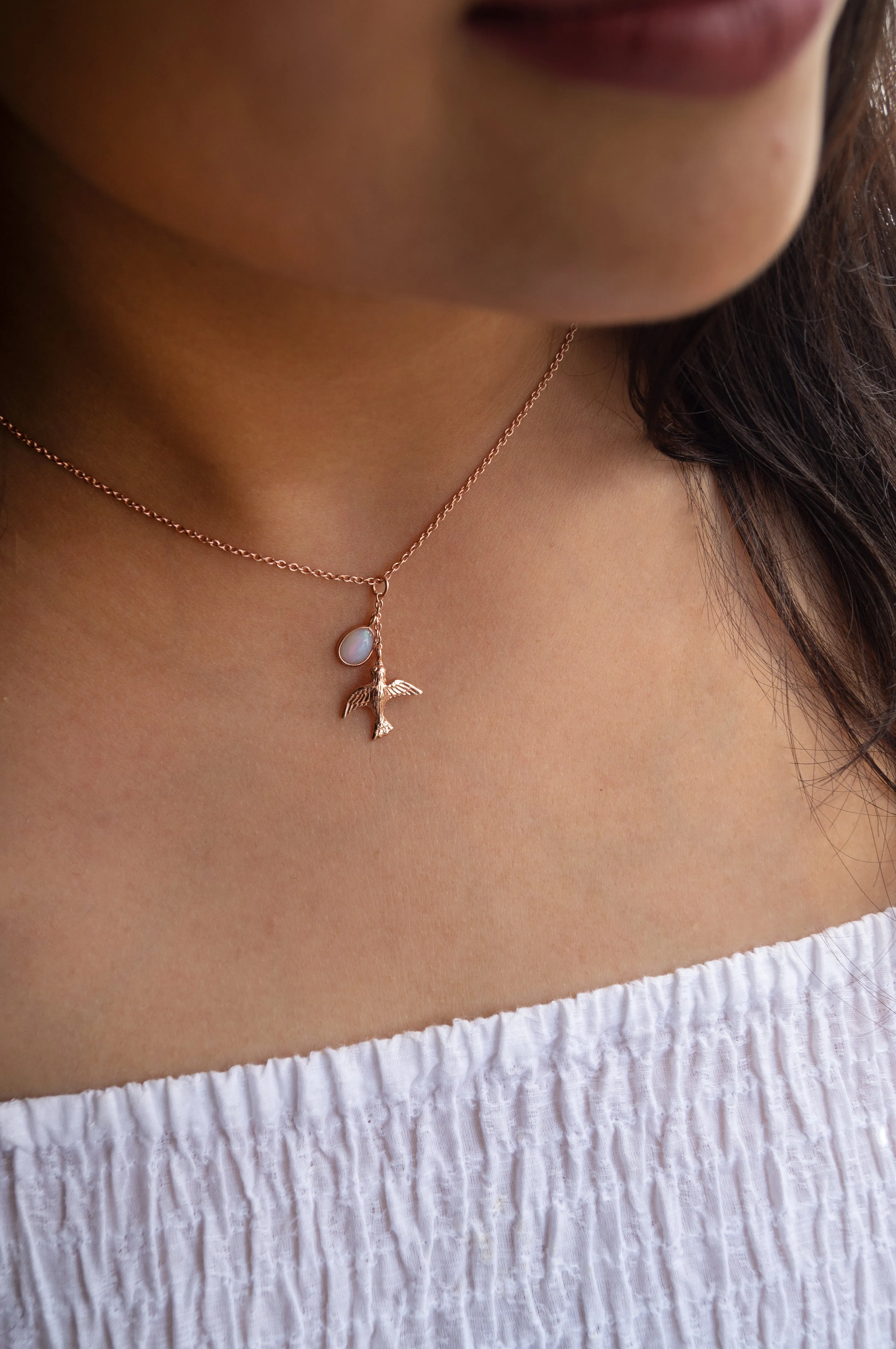 Fly Free Birdie Rose Gold Plated Statement Sterling Silver Pendant Necklace