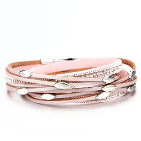 Fresh Accessories - Lydia Wrap Blush Leather Bracelet