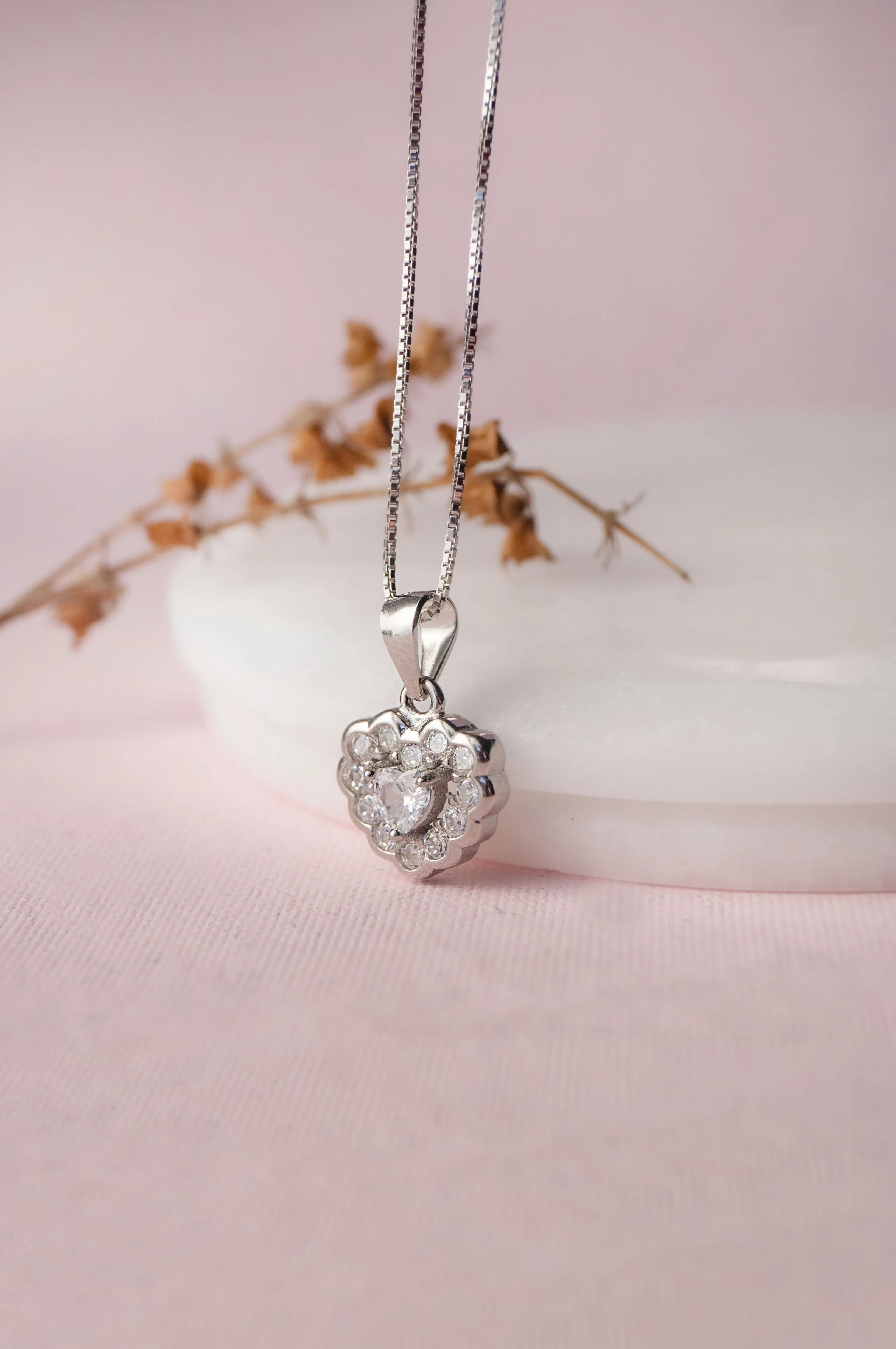 Fun And Frill Heart Sterling Silver Pendant With Chain