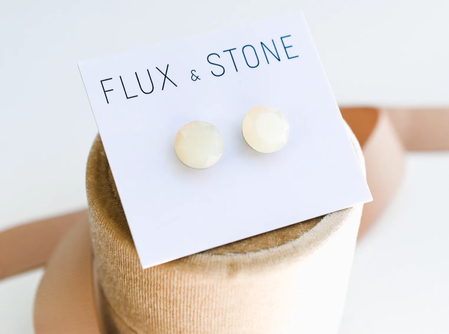 Gemstone Studs - Swarovski Cream Oplaite