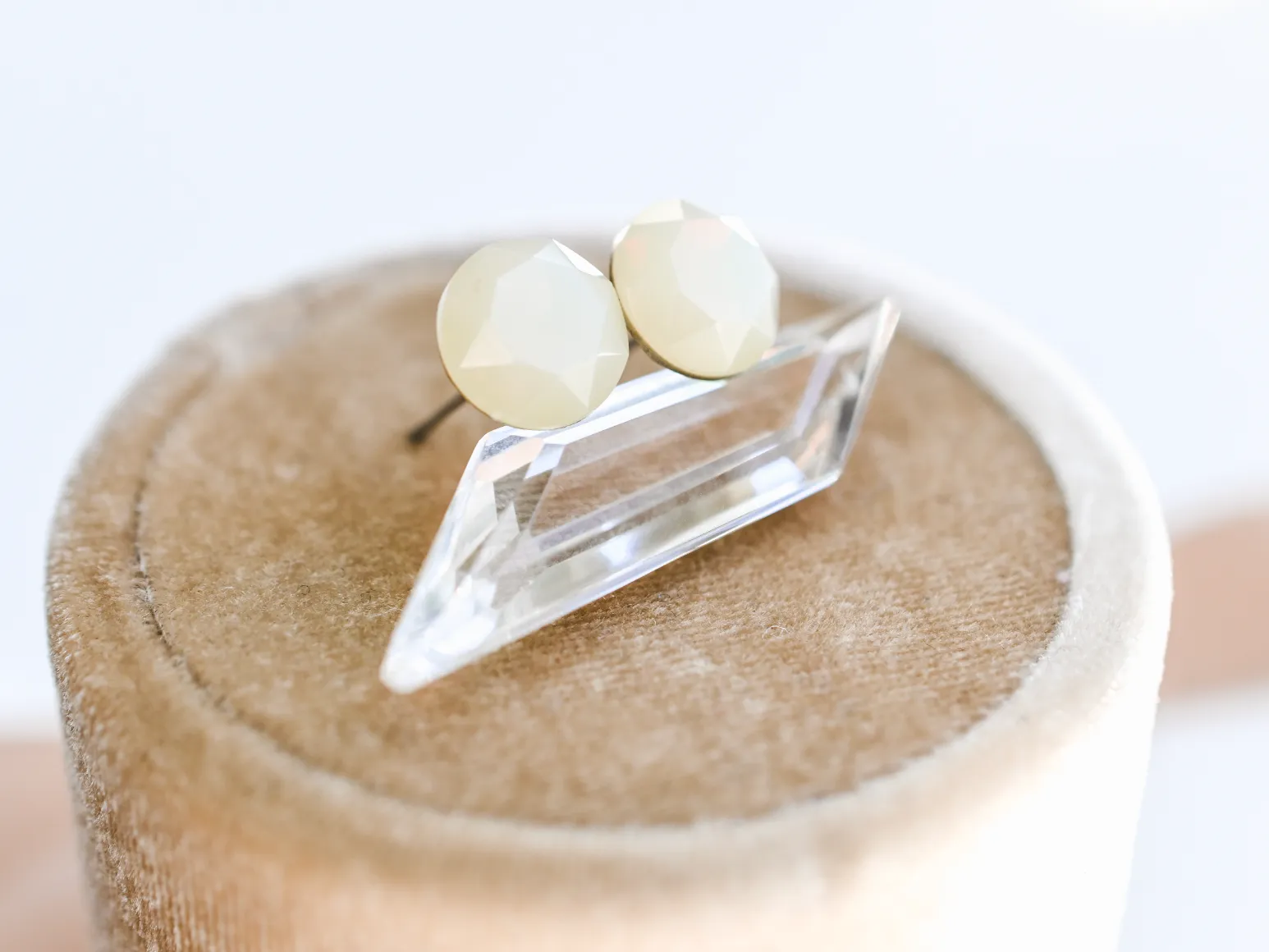 Gemstone Studs - Swarovski Cream Oplaite