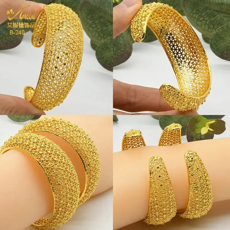 Gold Color Bangles For Women Arabic Luxury Charm Bracelet S4450457