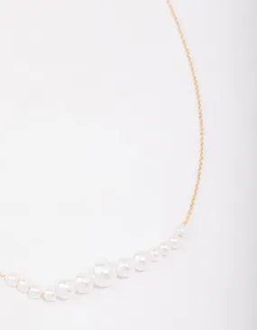 Gold Graduating Pearl Short Necklace