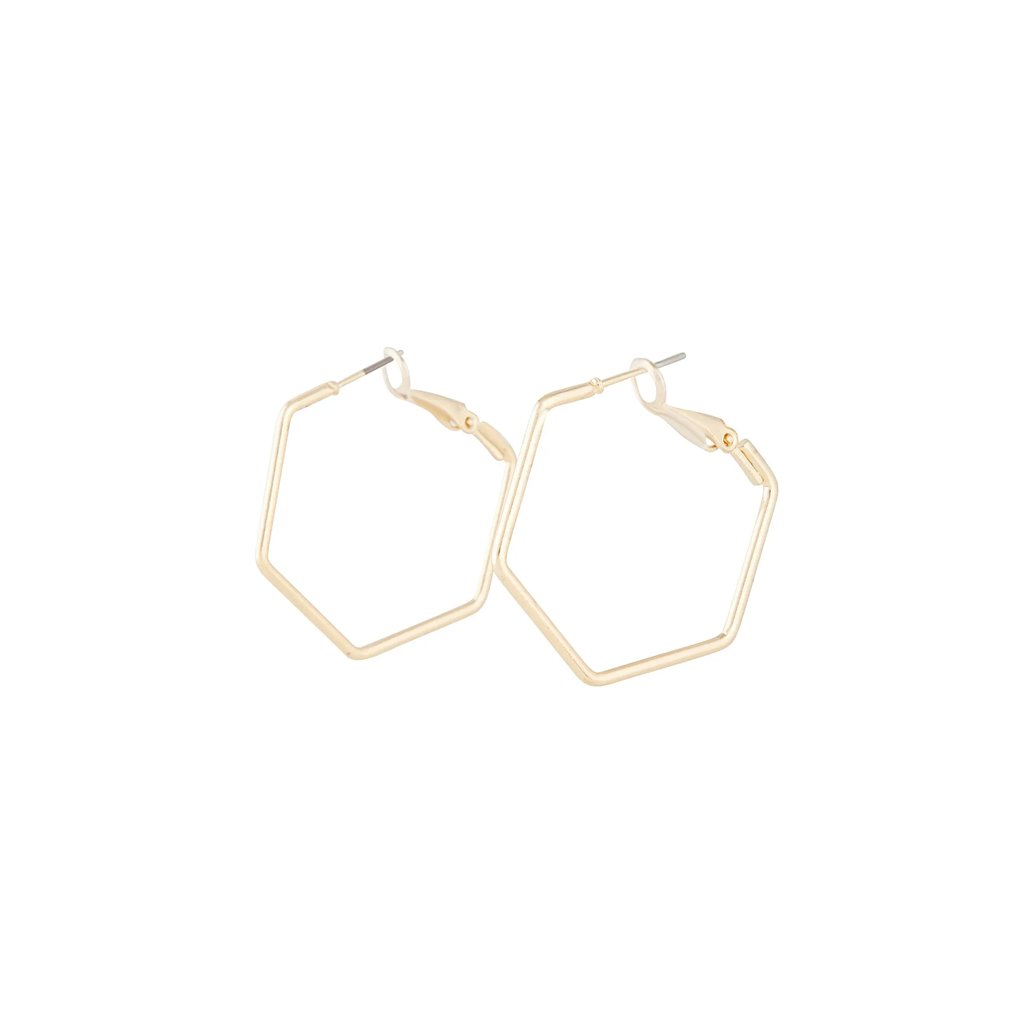 Gold Hexagon Hoop Earrings