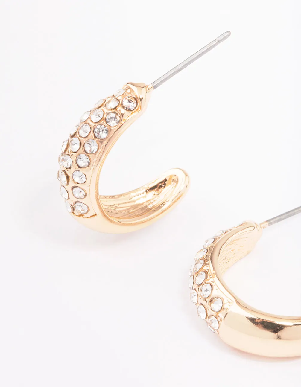 Gold Pave Diamante Hoop Earrings