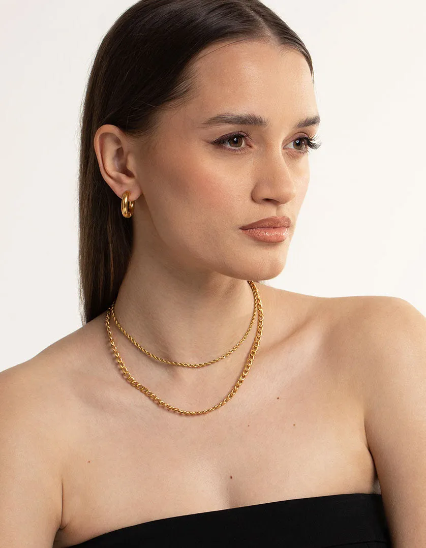 Gold Plated Stainless Steel Twist Chain Double Layer Necklace