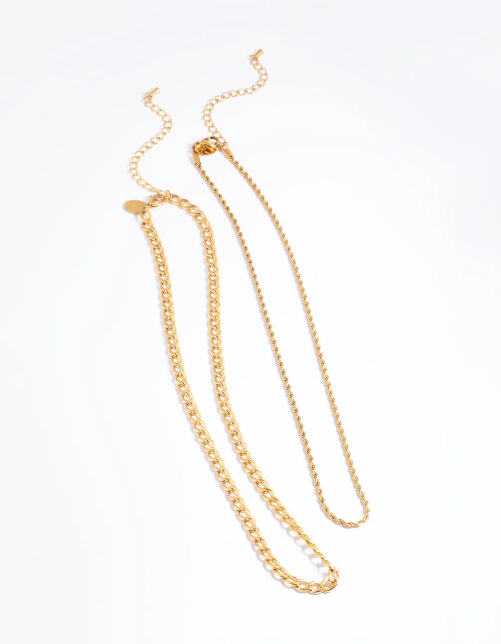 Gold Plated Stainless Steel Twist Chain Double Layer Necklace