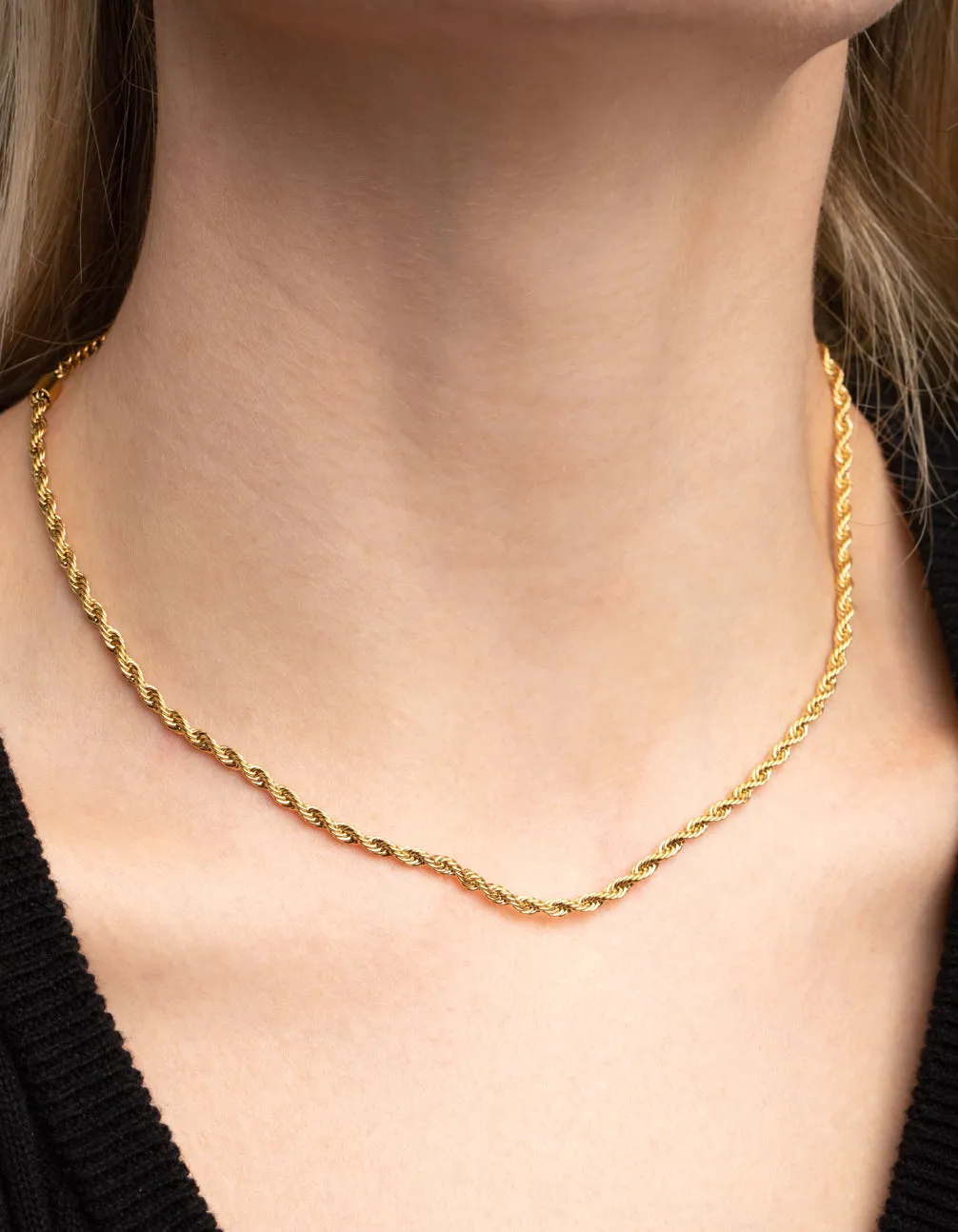 Gold Plated Stainless Steel Twisted Chain Necklace