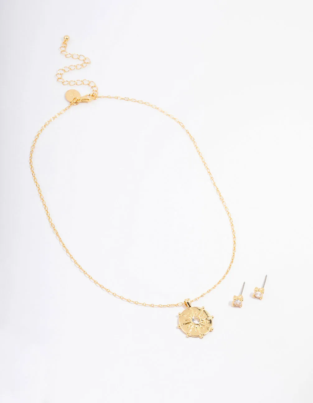 Gold Plated Sun Wheel Necklace & Earring Jewellery Set