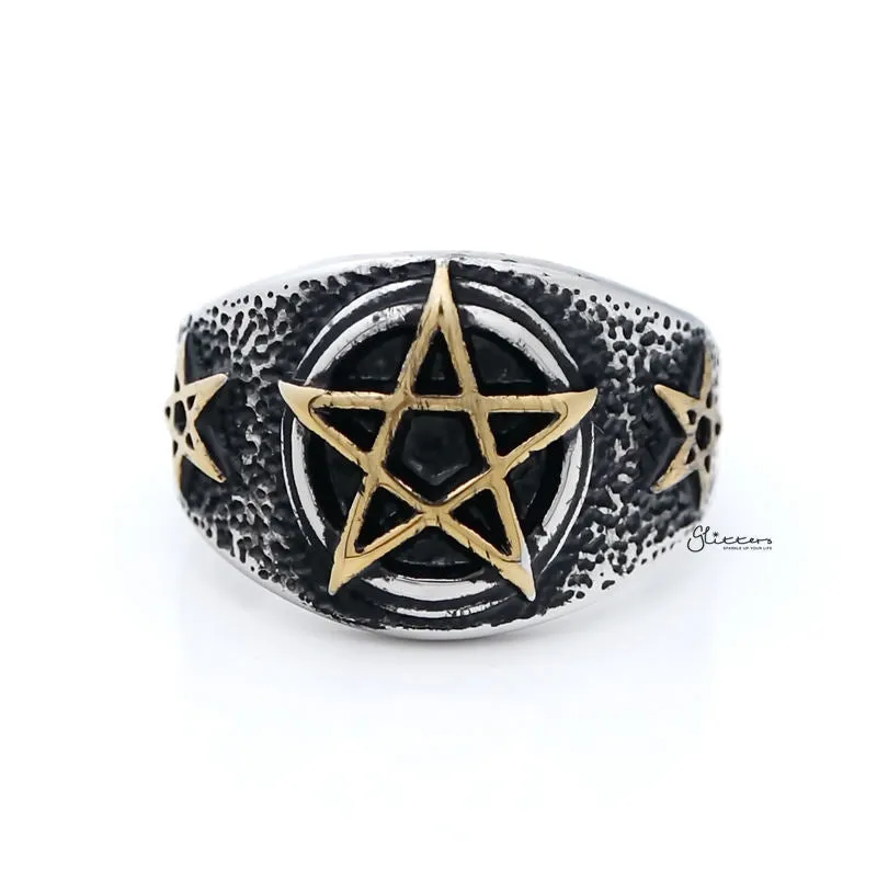 Gold Star Symbol Stainless Steel Men's Ring