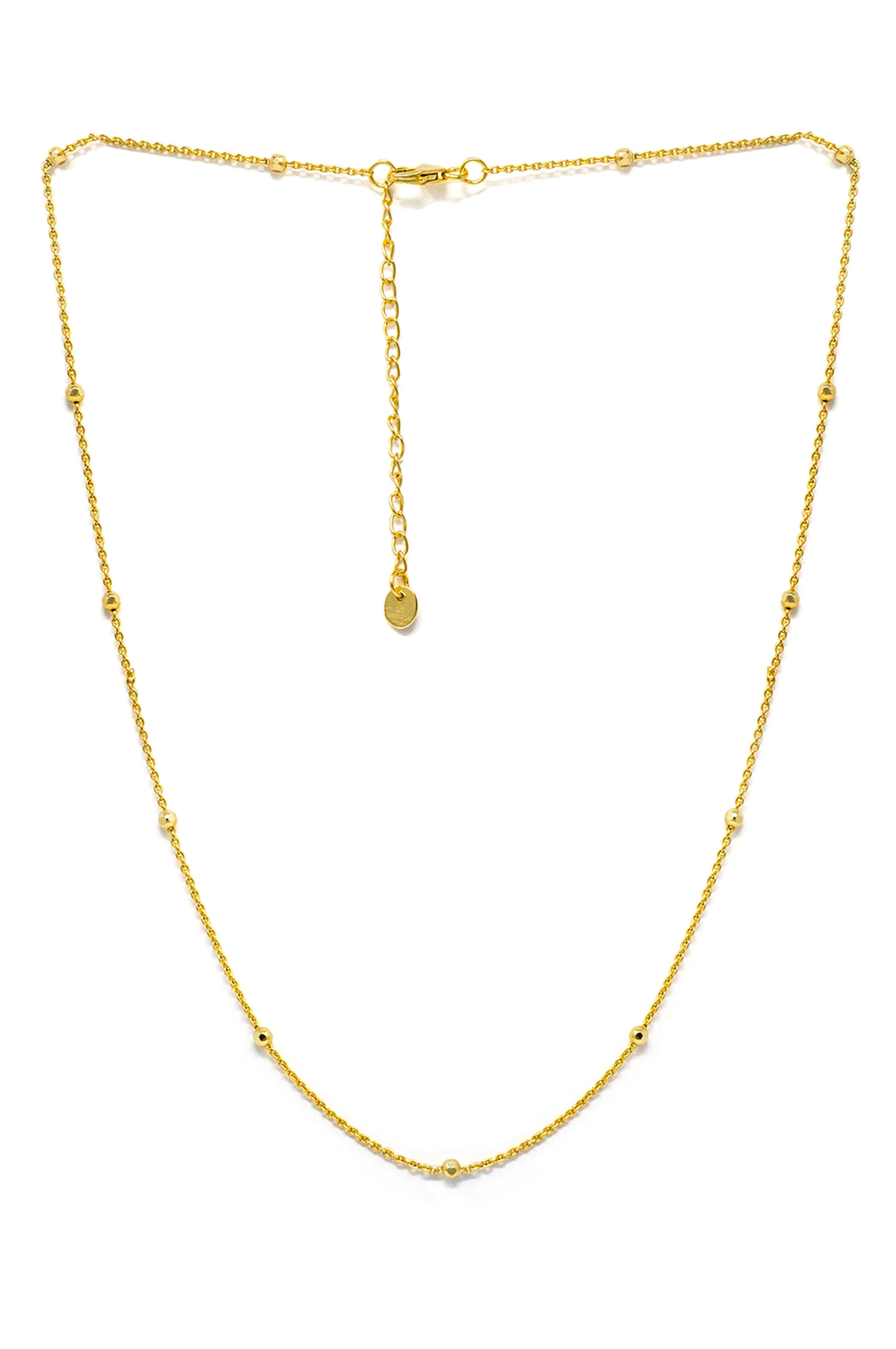 Granulated Station Gold Plated Sterling Silver Chain