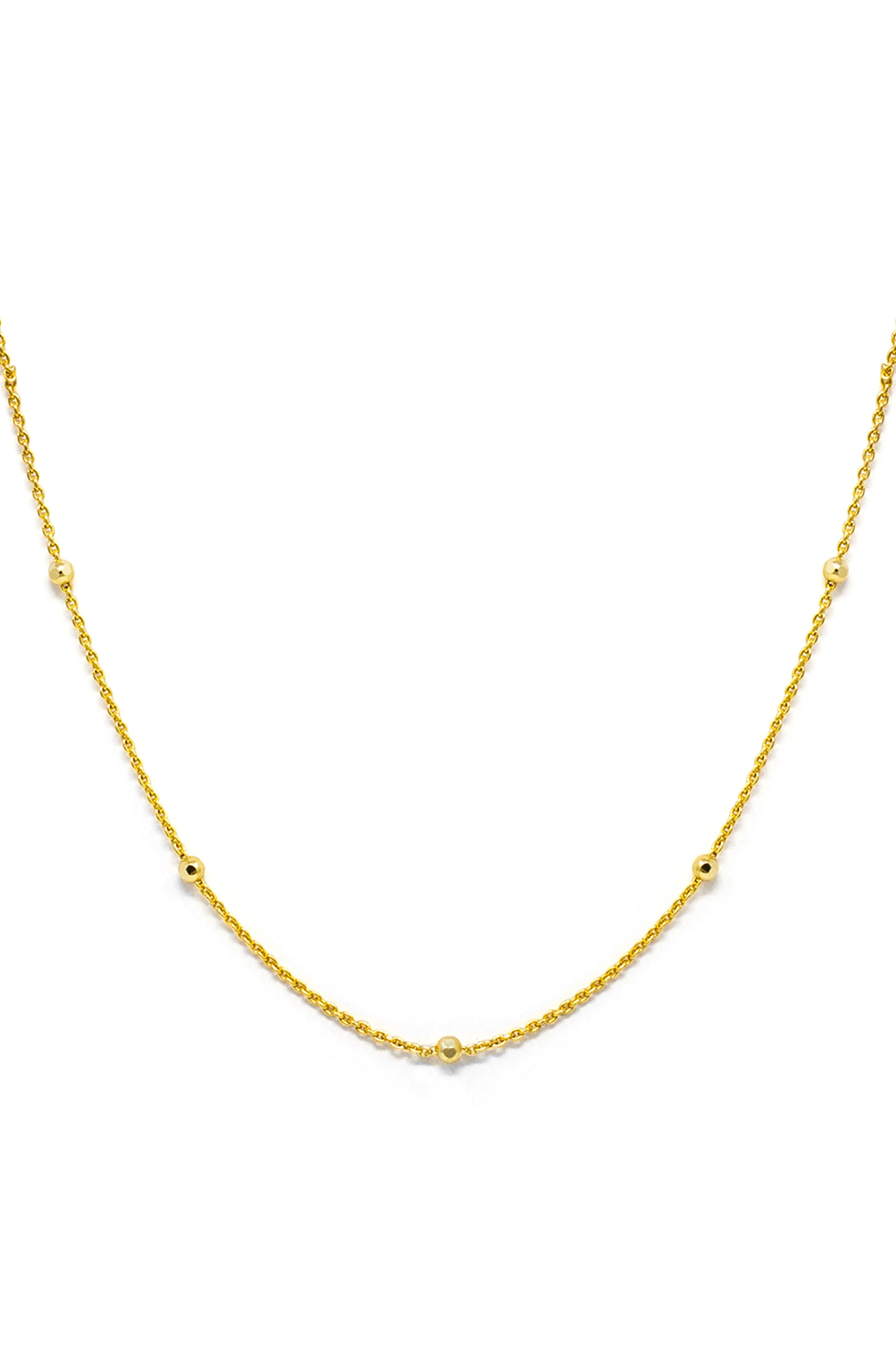 Granulated Station Gold Plated Sterling Silver Chain