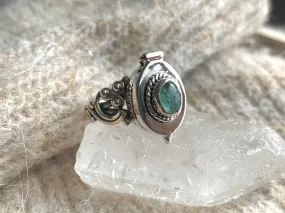 Green Tourmaline Poison Box Ring (US 9 & 10)