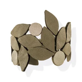 Handmade Leather Sparkling Gold Leaves Bracelet