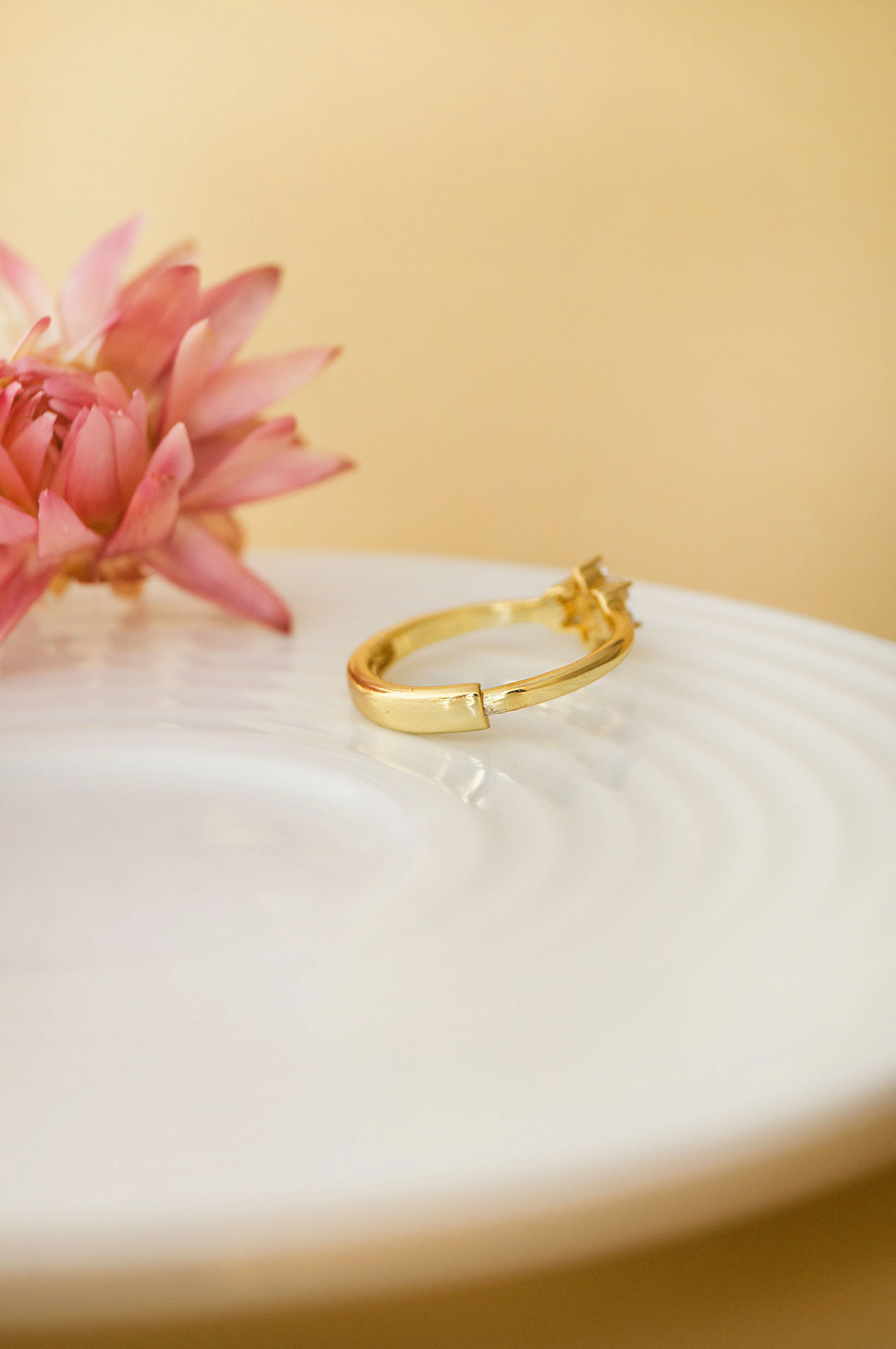 Happy Bloom Gold Plated Sterling Silver Adjustable Ring