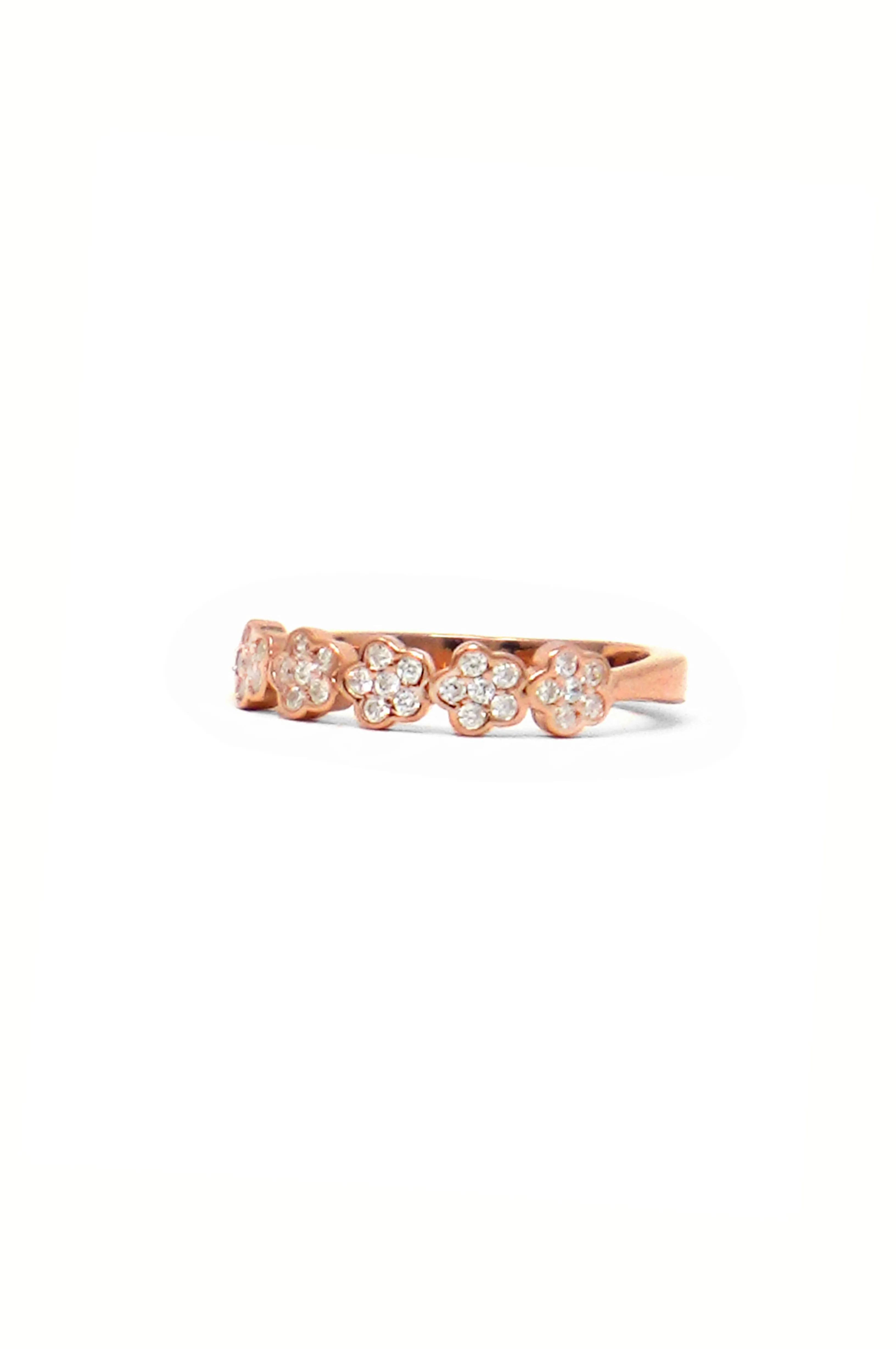 Happy Flower Rose Gold Plated Sterling Silver Rings