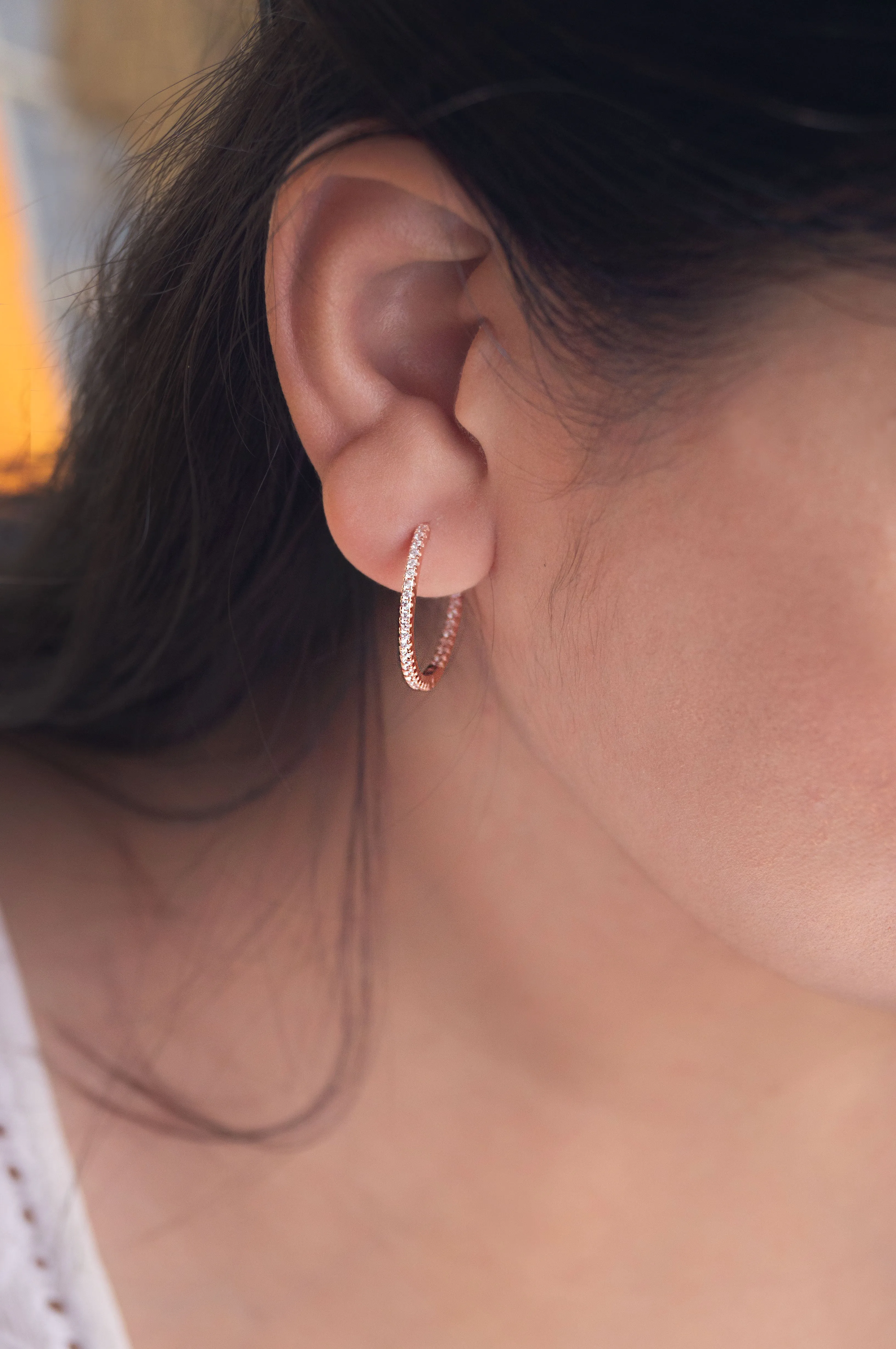 Hoopla Hoop Rose Gold Plated Sterling Silver Hoop Earrings