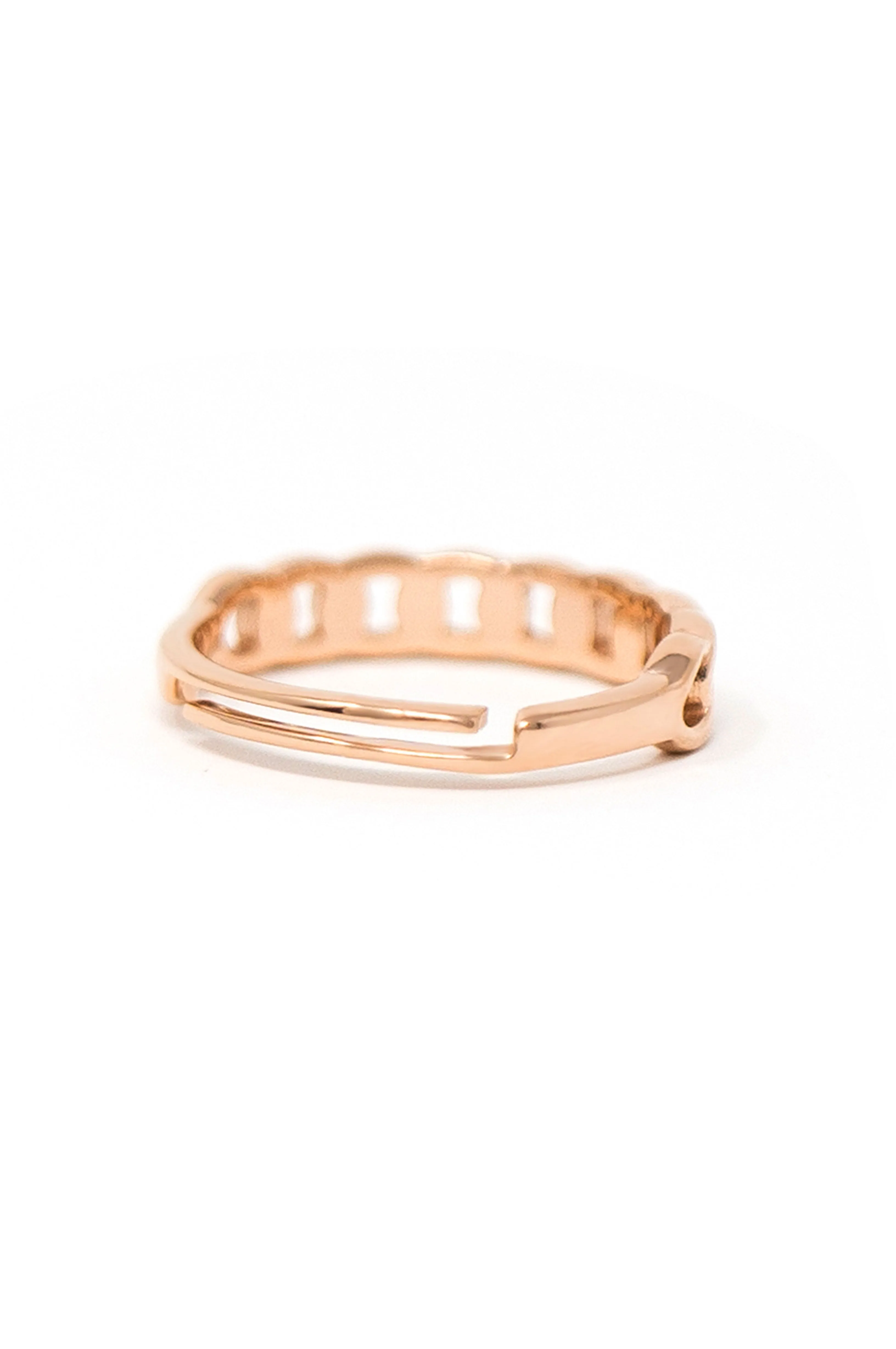 Interlinked Cuban Chain Rose Gold Plated Sterling Silver Adjustable Ring