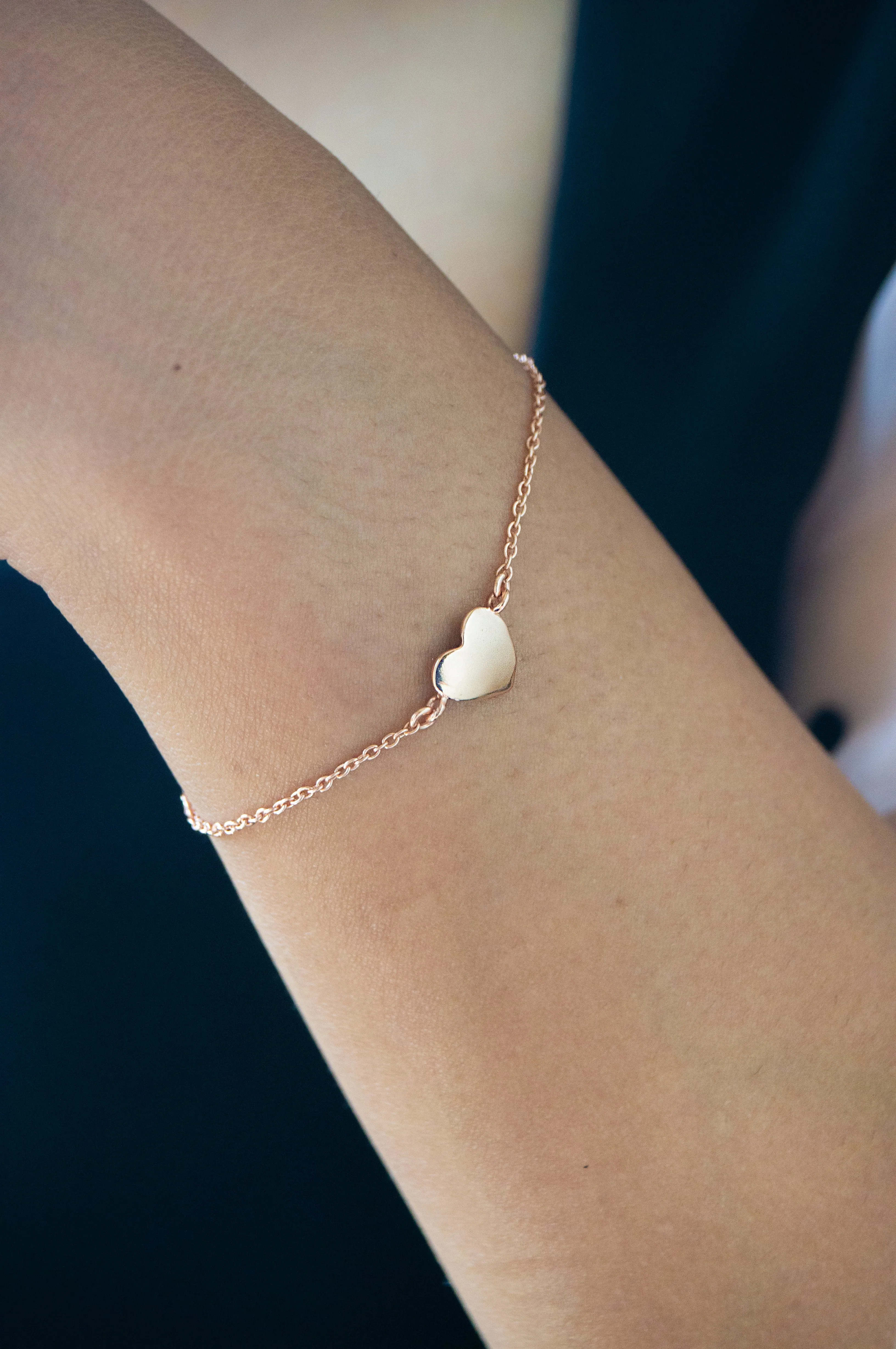 Just A Little Heart Rose Gold Plated Sterling Silver Chain Bracelet