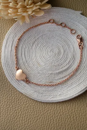 Just A Little Heart Rose Gold Plated Sterling Silver Chain Bracelet