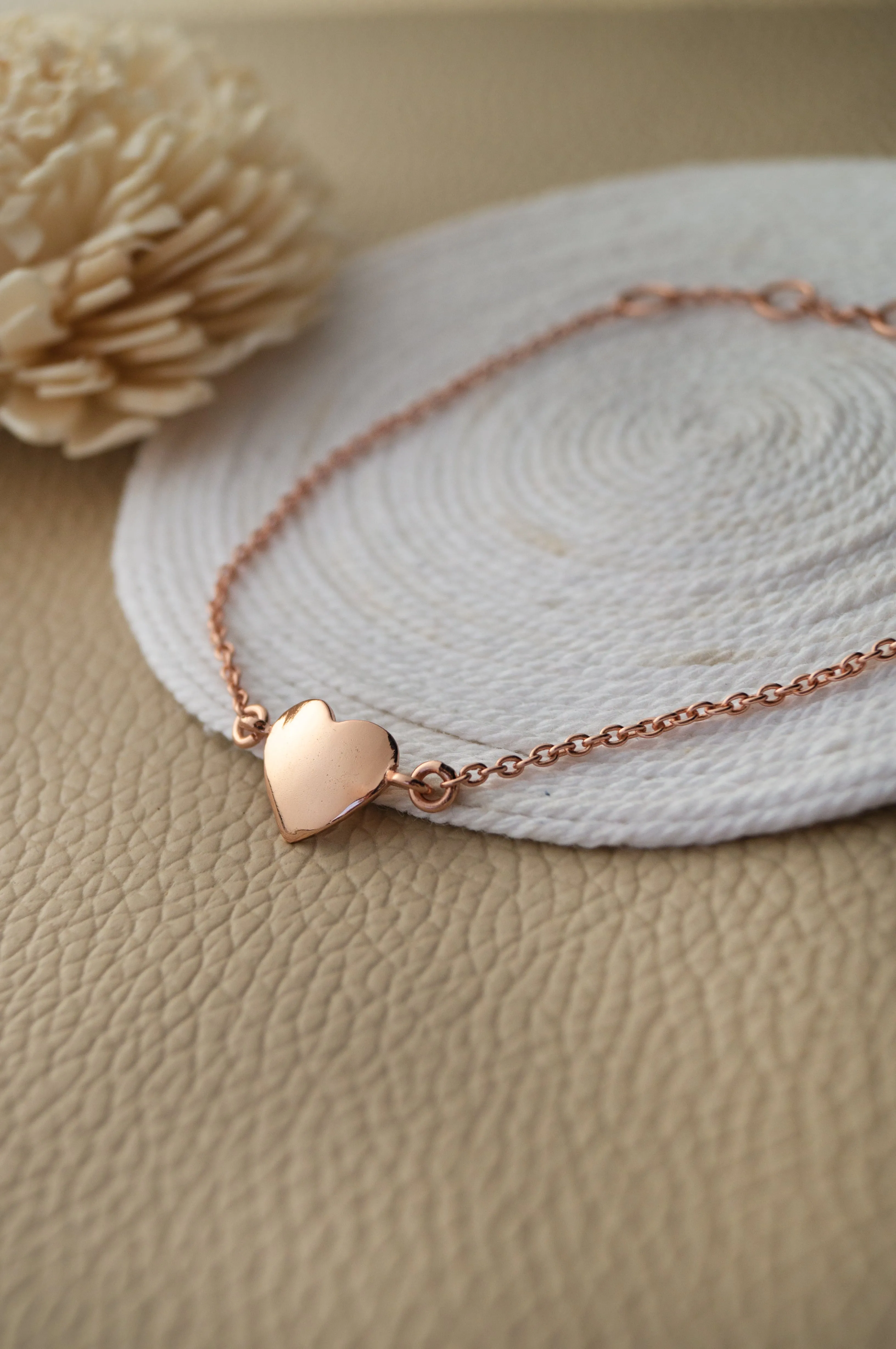 Just A Little Heart Rose Gold Plated Sterling Silver Chain Bracelet