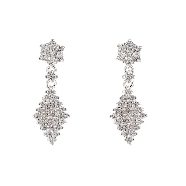 KNIGHT & DAY - SILVER DIAMOND DROP EARRINGS