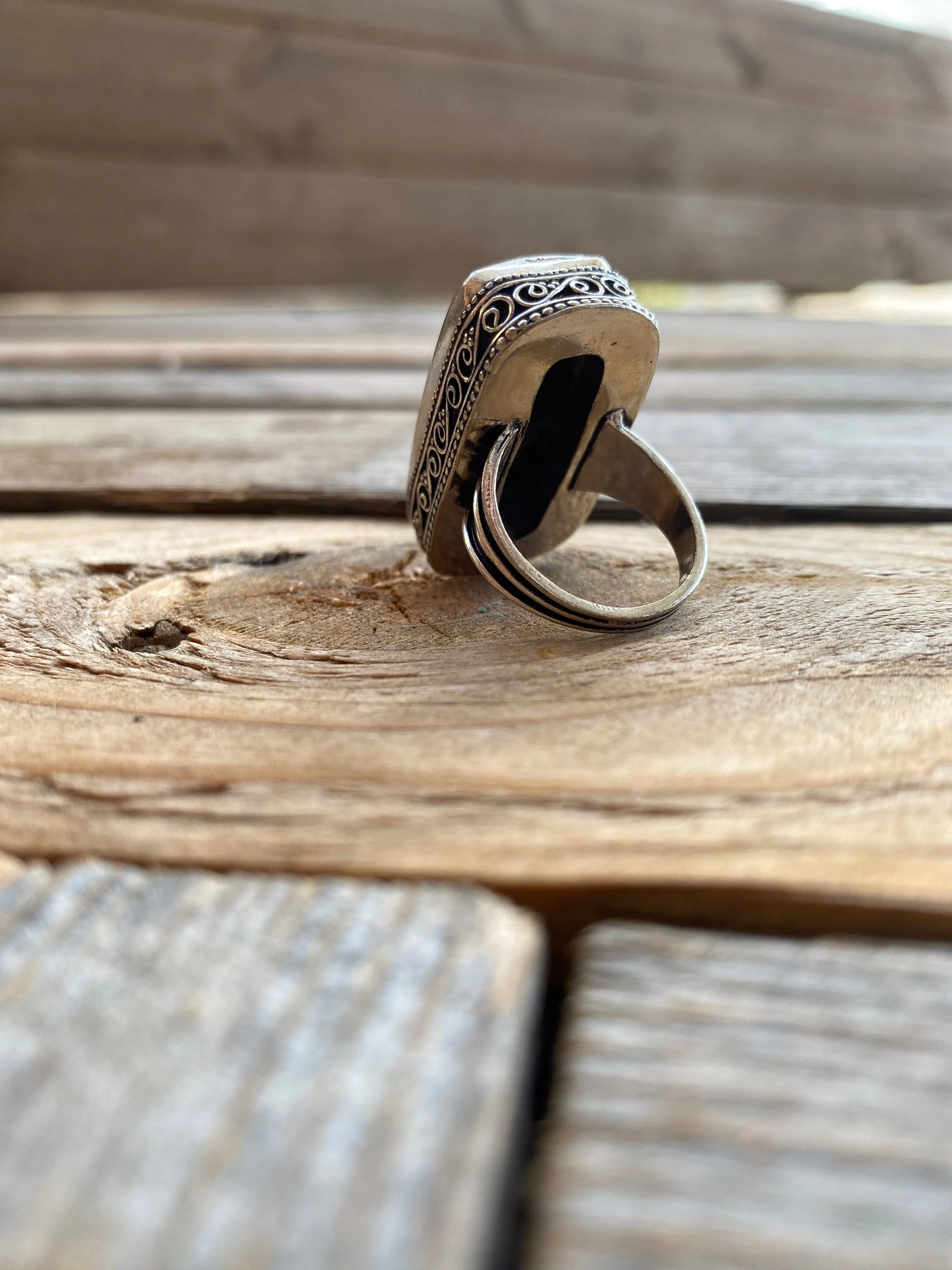 Large Unakite Stone Ring