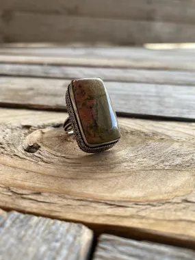 Large Unakite Stone Ring