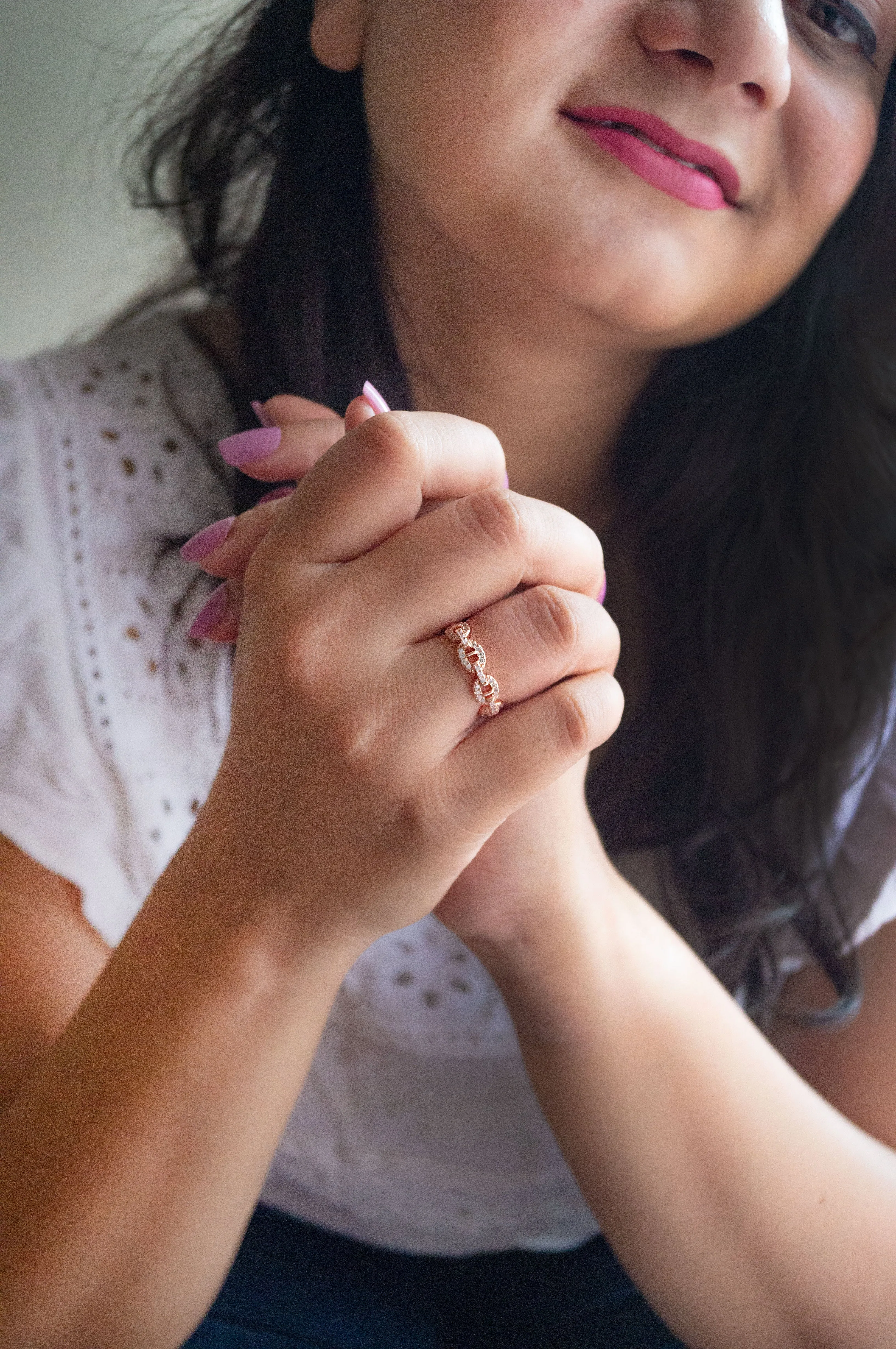 Link It Up Rose Gold Plated Sterling Silver Rings