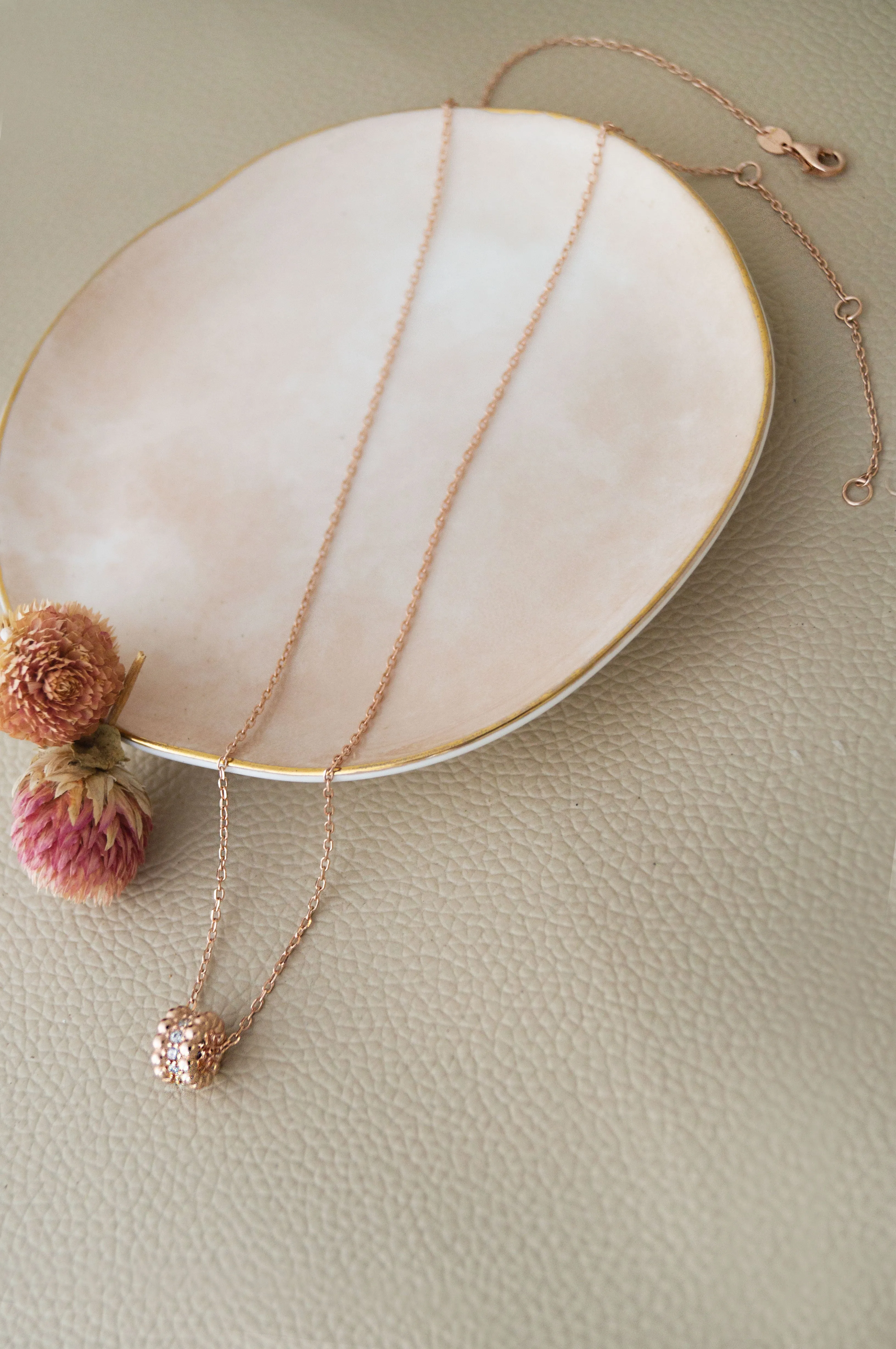 Loop Around Rose Gold Plated Sterling Silver Chain Necklace