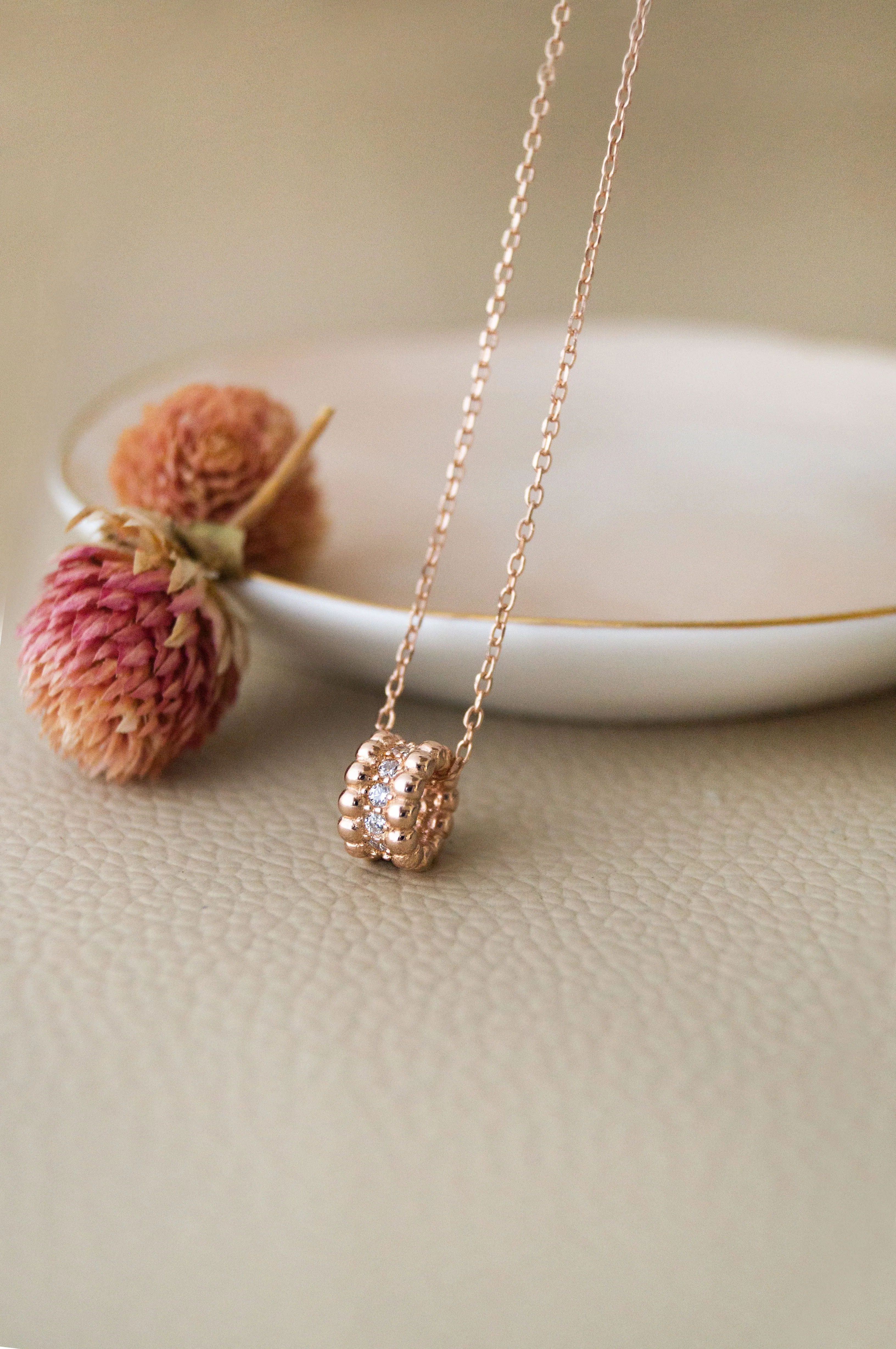 Loop Around Rose Gold Plated Sterling Silver Chain Necklace