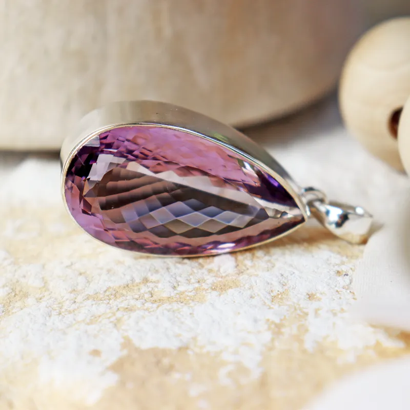 Lopaz Amethyst Teardrop Gemstone Pendant