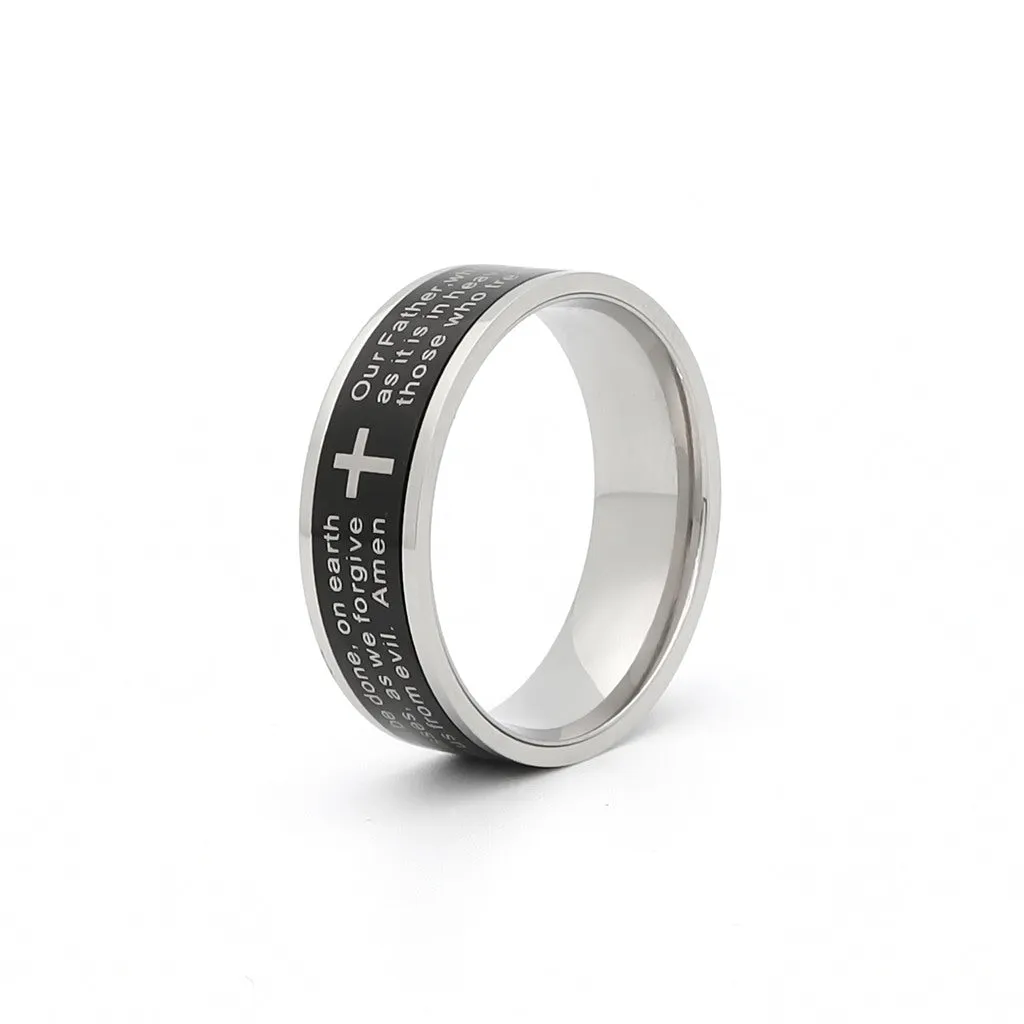 Lord's Prayer Stainless Steel Spinner Band Ring