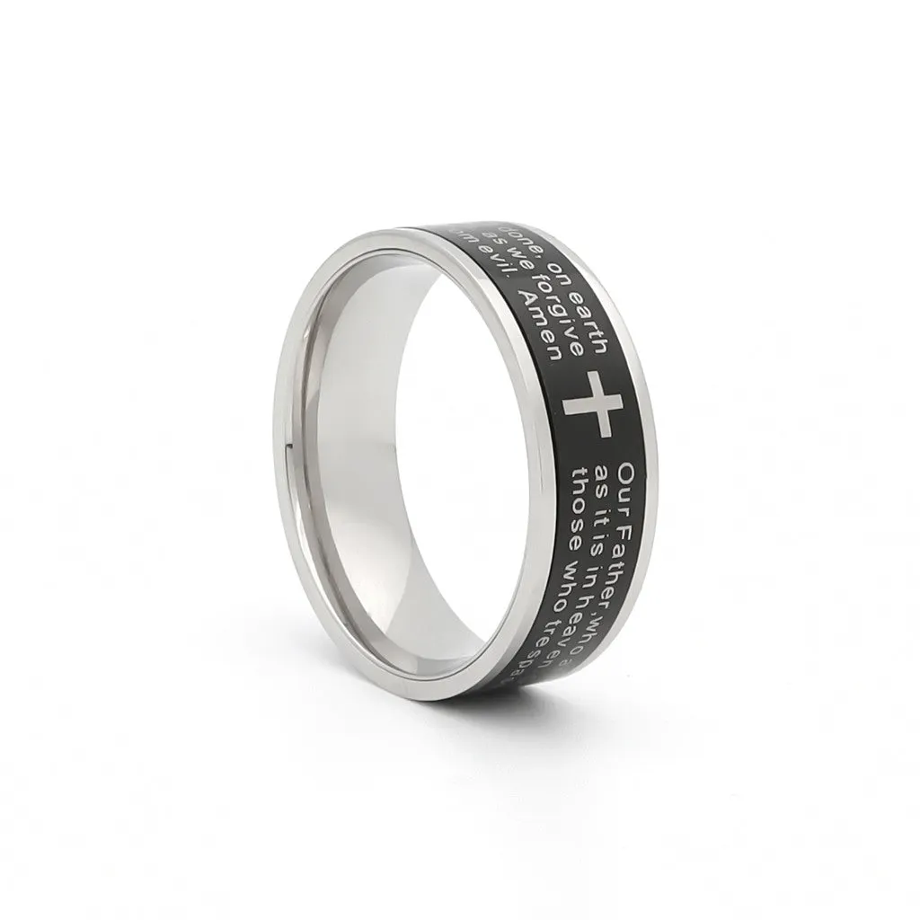 Lord's Prayer Stainless Steel Spinner Band Ring