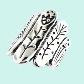 Lovely hippie silver ring for women, Botanic drawing silver rings for woman, bohemian rings silber