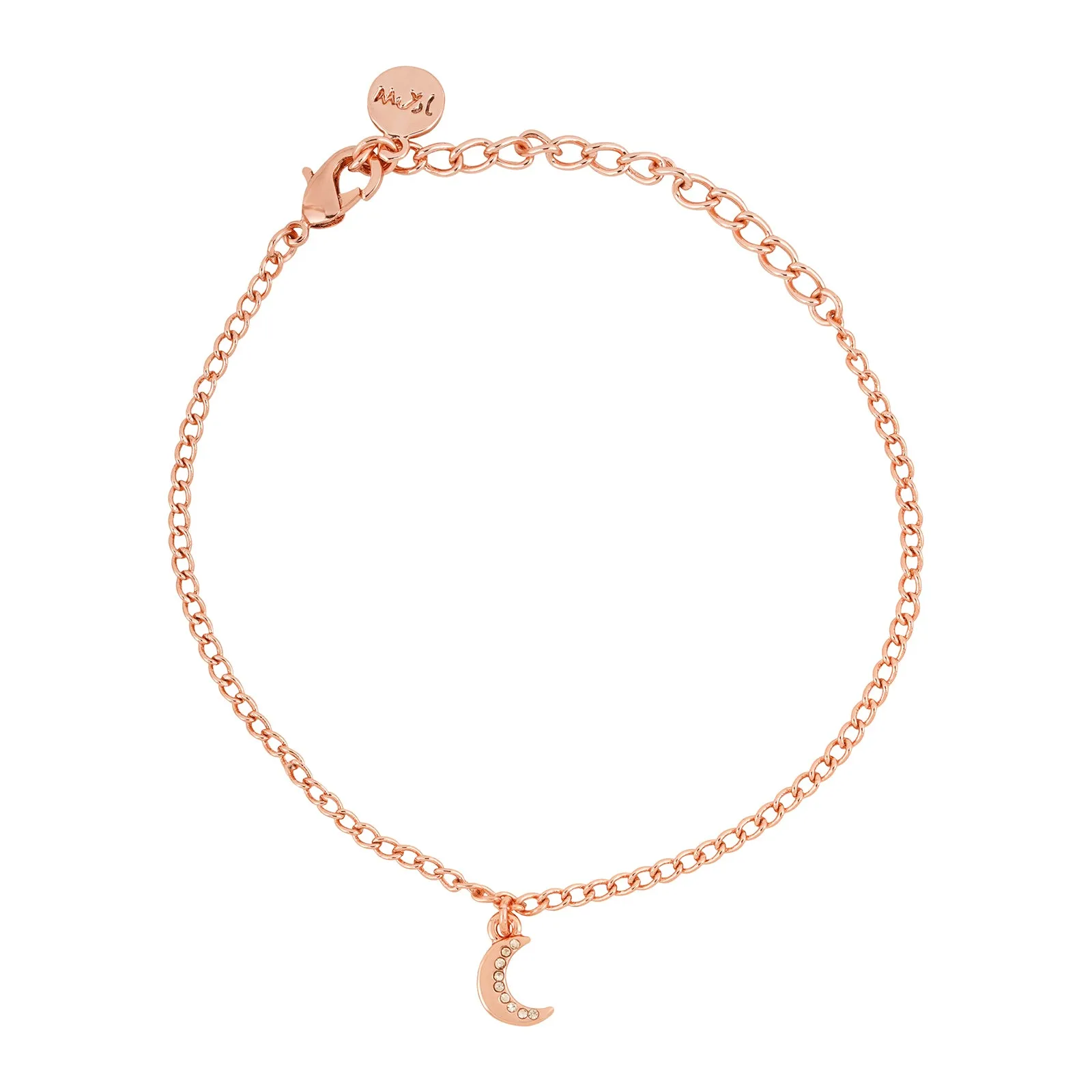 Luna Rhinestone Rose Gold Bracelet Charm