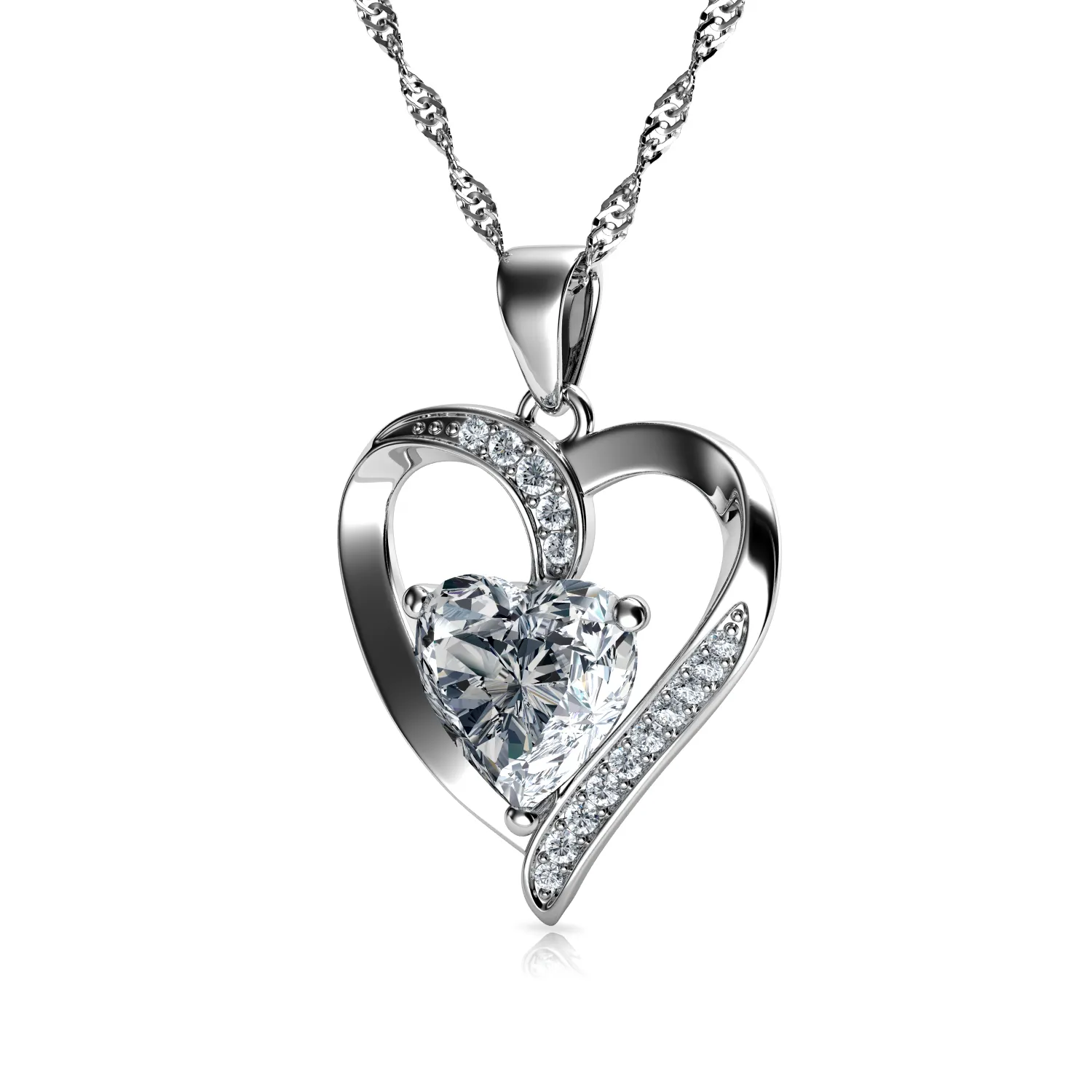 Luxury Jewelry Set Crystal Heart Necklace & Heart Earrings Dephini