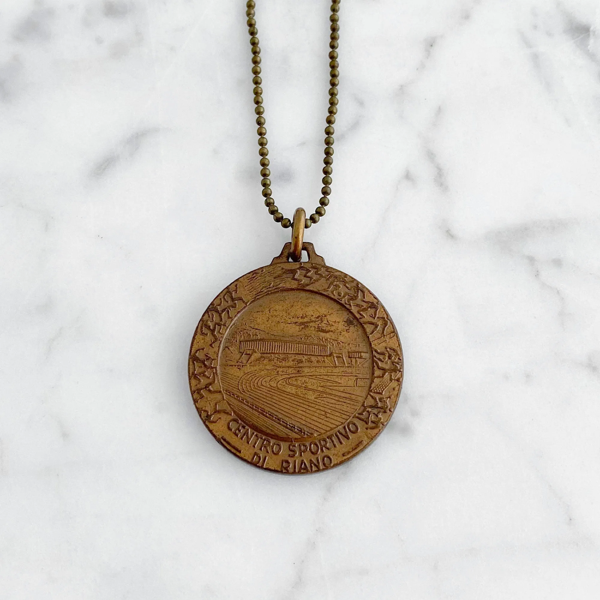 MARCO vintage Italian brass pendant necklace