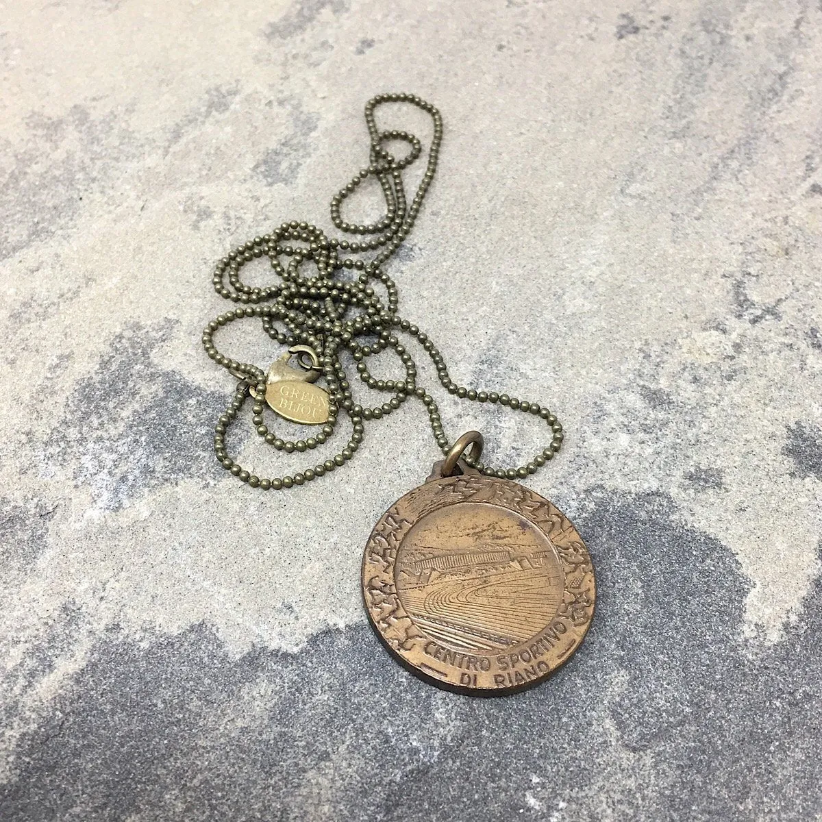 MARCO vintage Italian brass pendant necklace